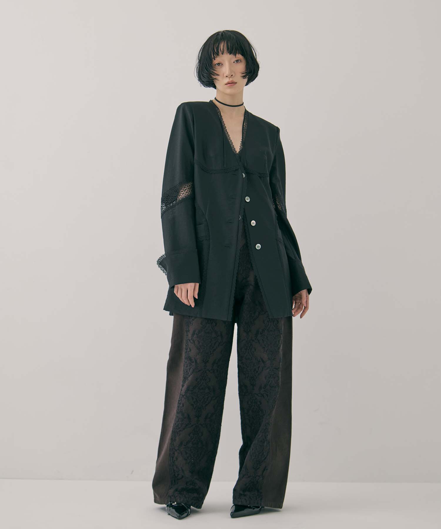 別注 LACE-PANELED SHIRT JACKET FETICO