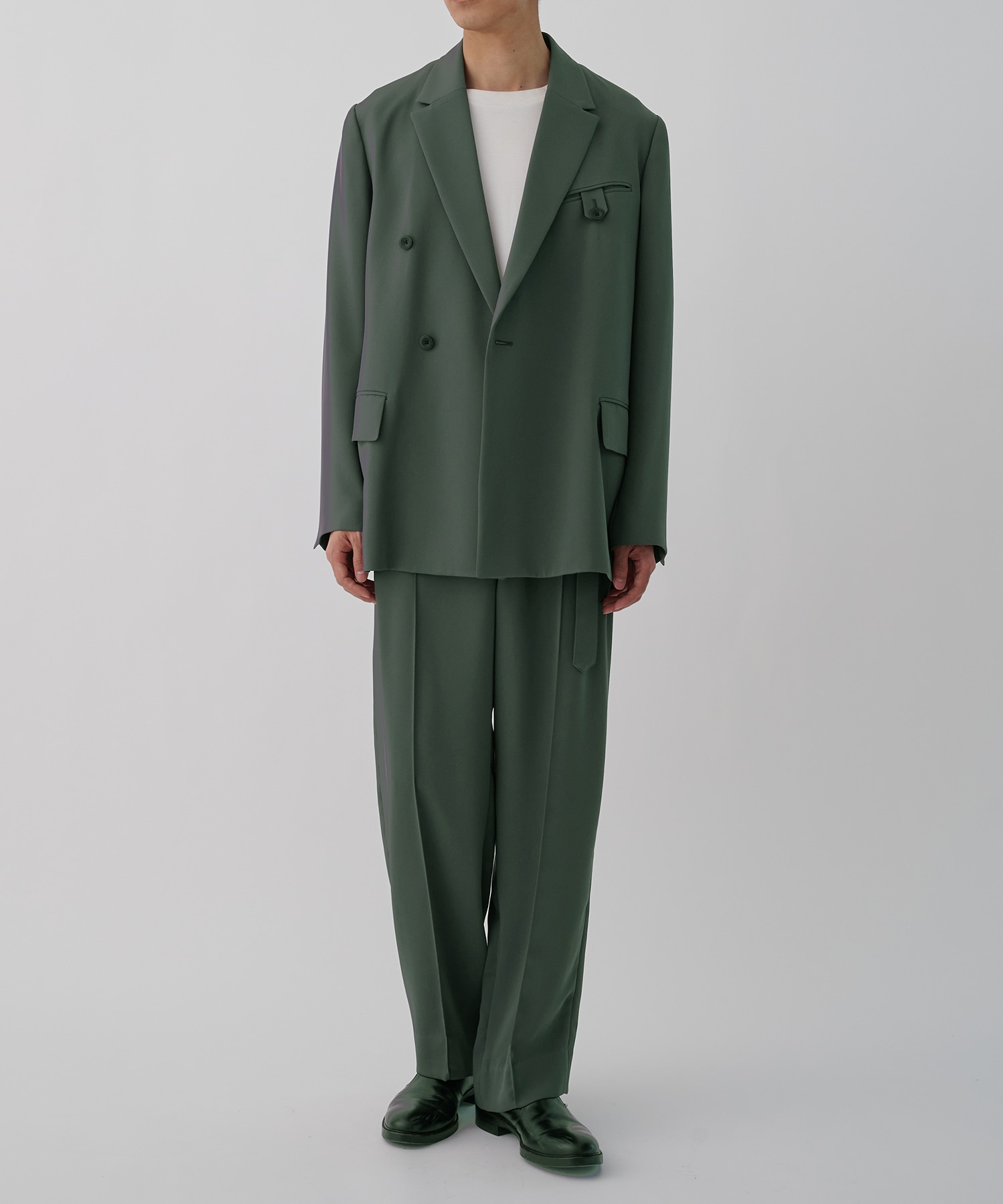 Double Cloth 2 Tuck Wide Pants with Long Belt CULLNI