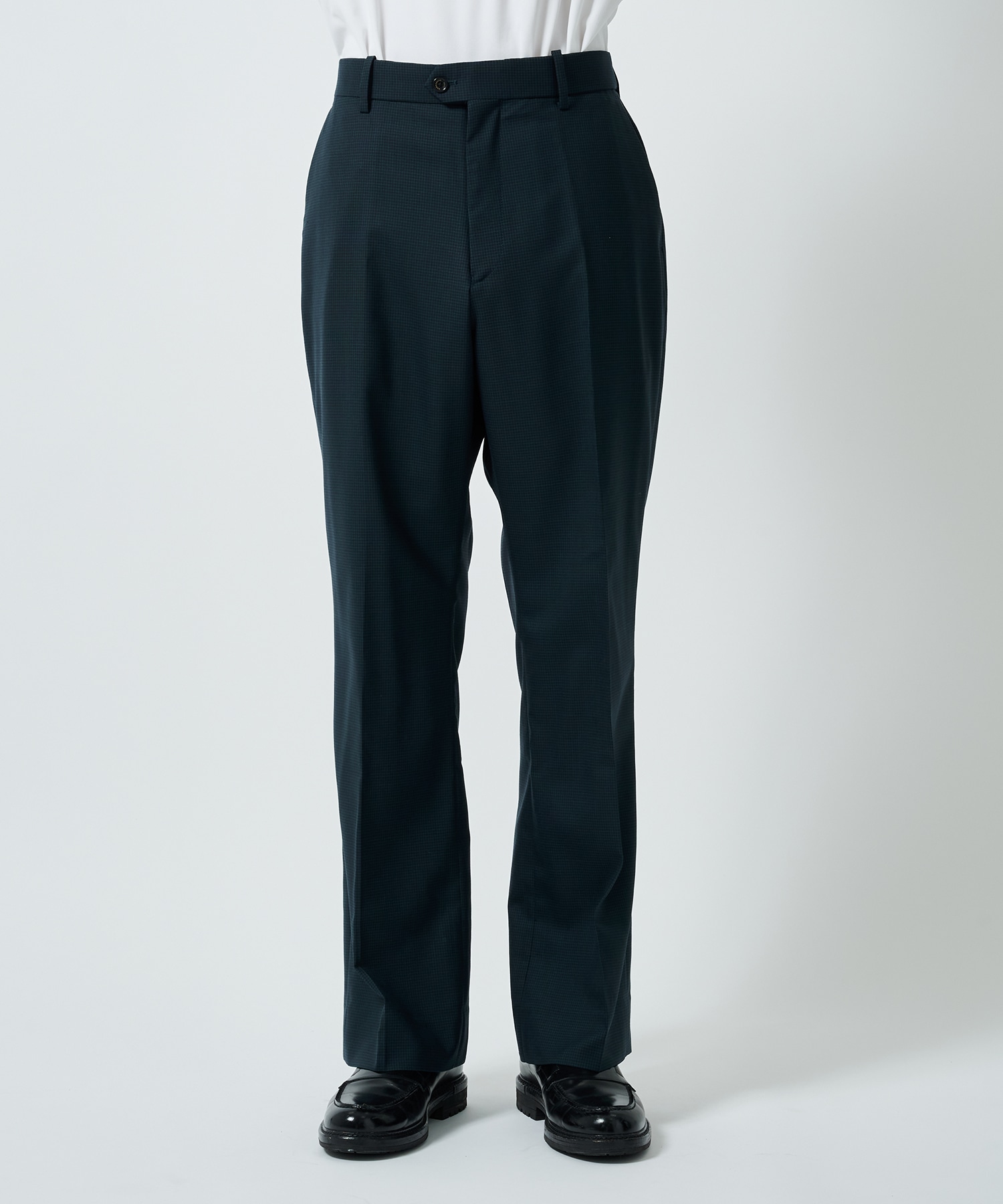 ORGANIC WOOL TROPICAL FLAT FRONT FLAIR TROUSERS MARKAWARE/marka