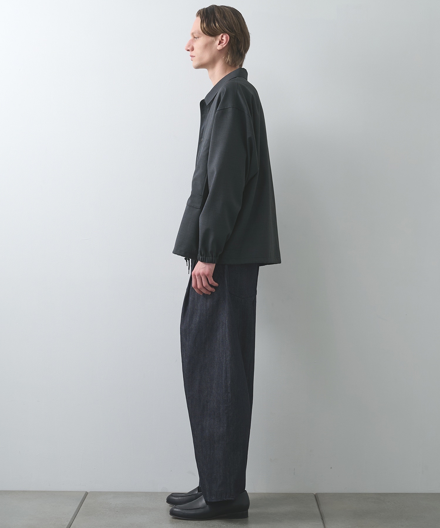 Deep tuck wide denim pants STILL BY HAND