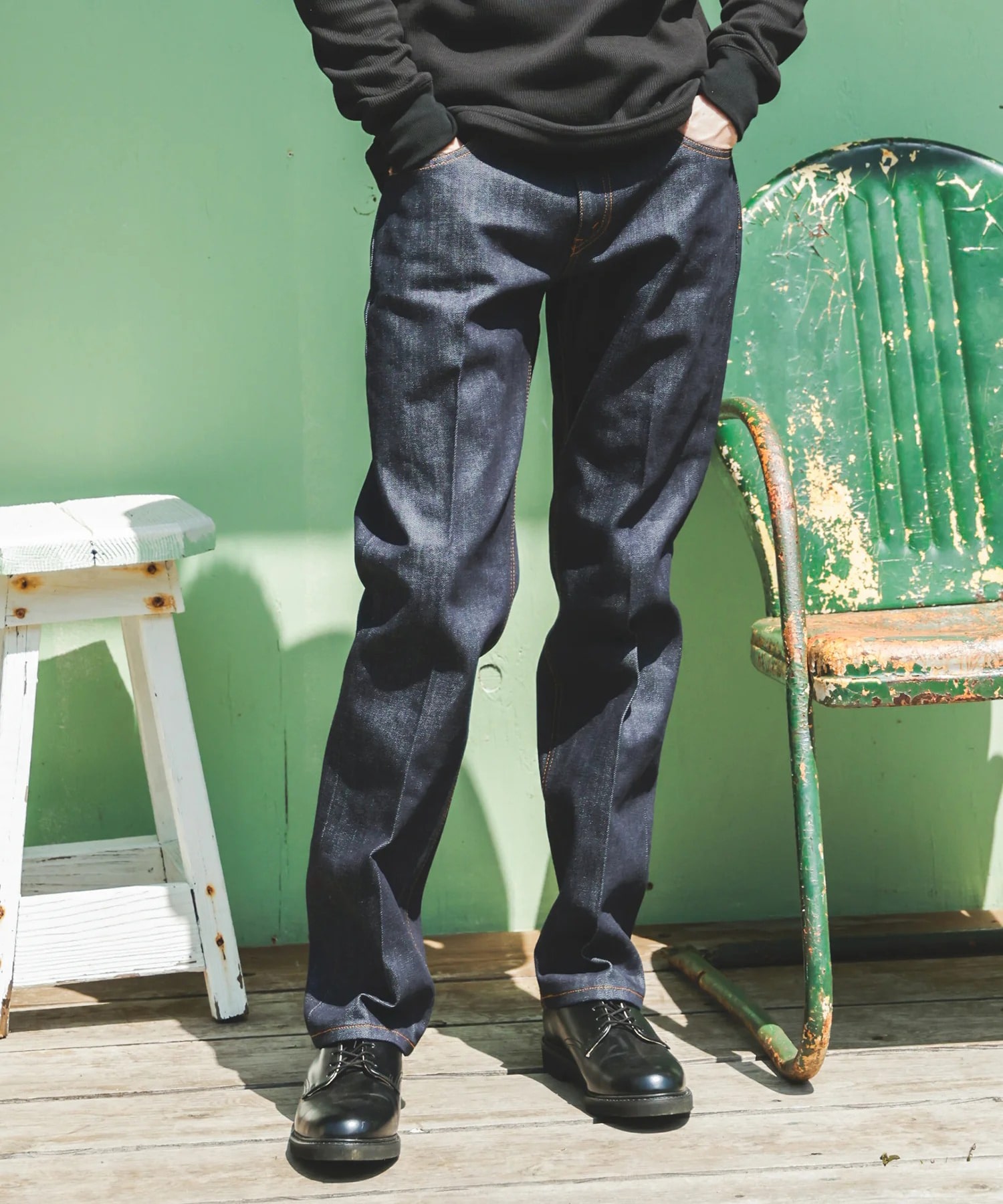 14oz SELVAGE DENIM /RIGID STANDARD STRAIGHT JEANS MR.OLIVE