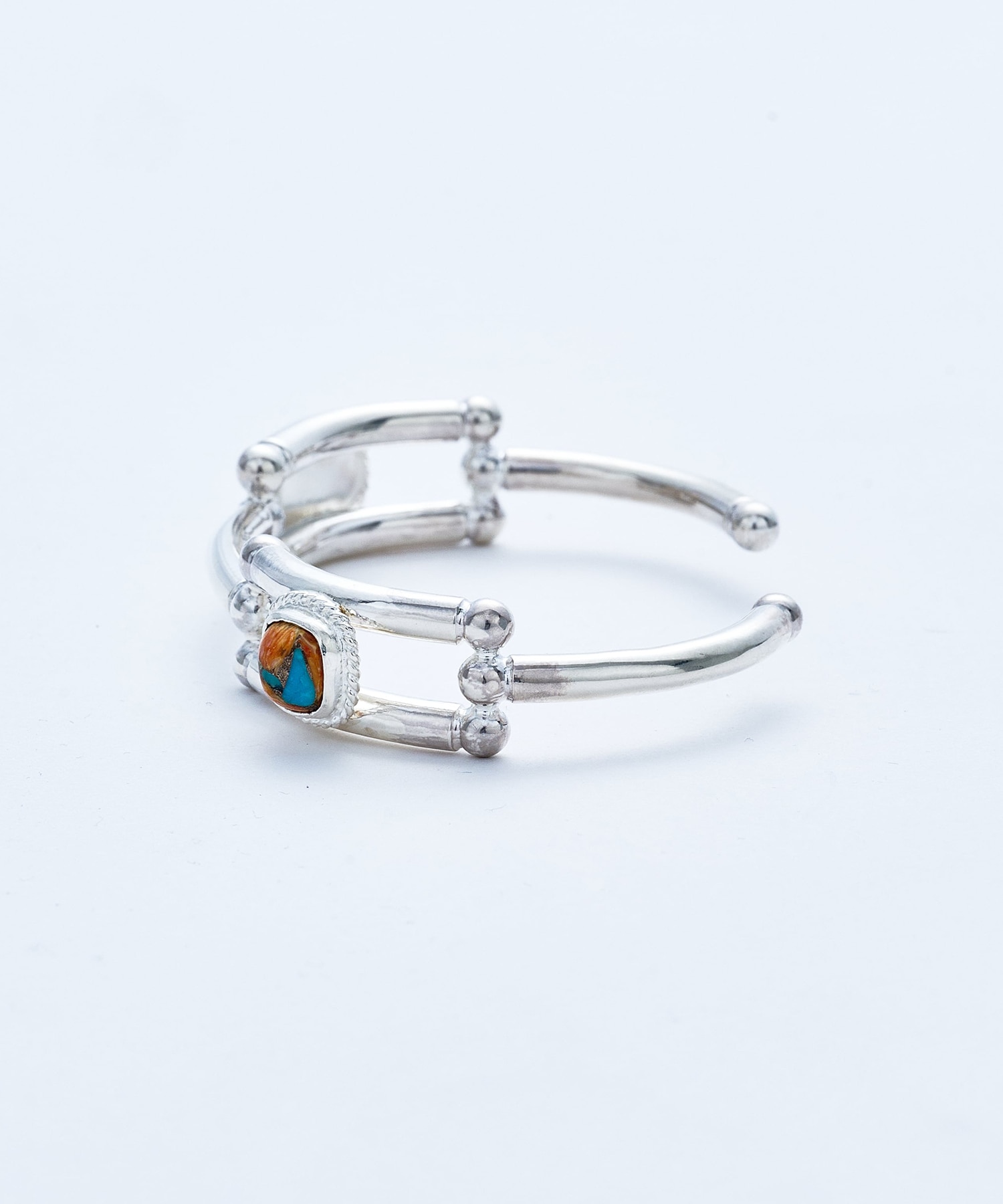 BN-094 Beastplate Bangle (Double copper turquoise) WAKAN SILVER SMITH