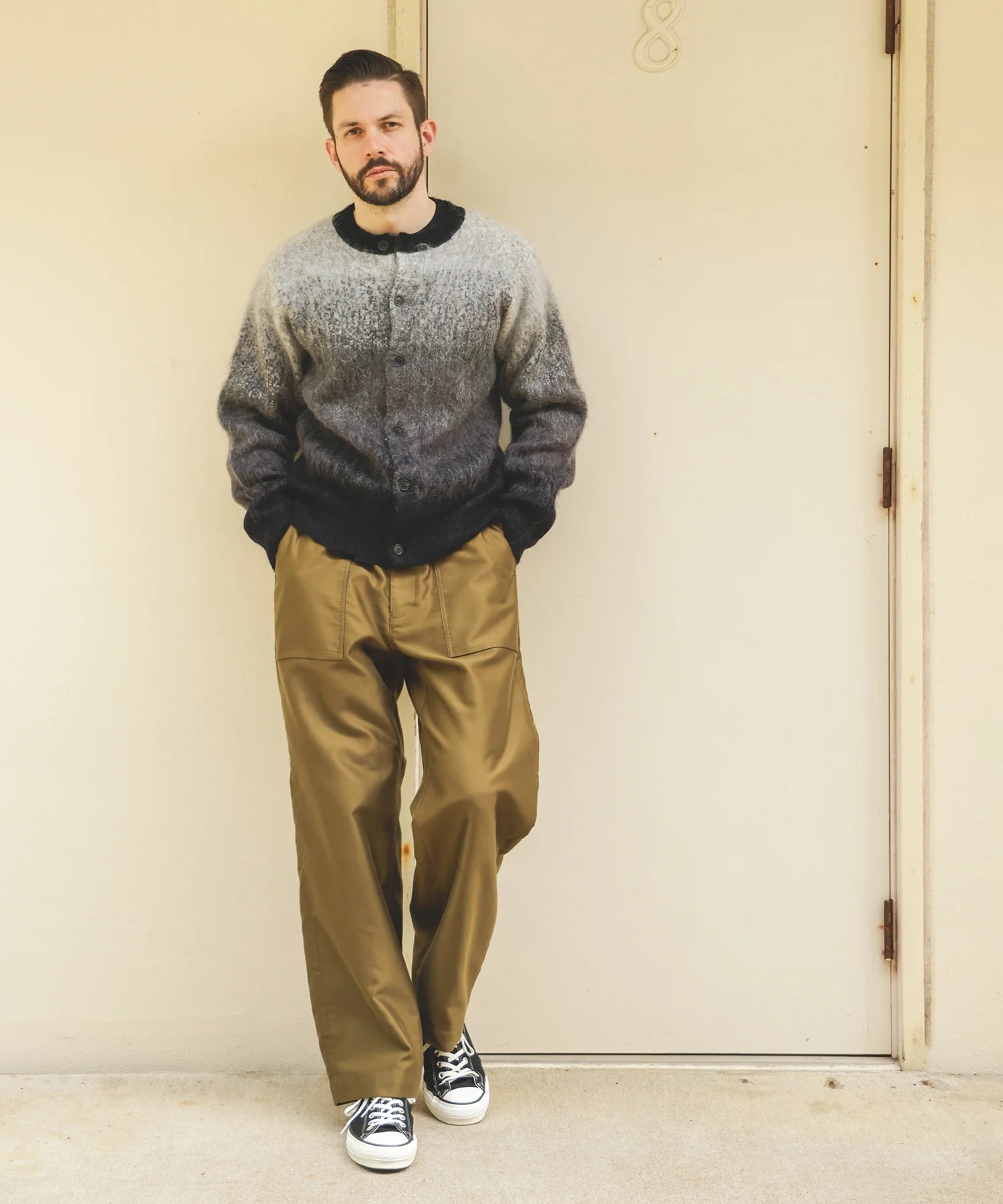 GRADATION MOHAIR KNIT /6-BUTTON CARDIGAN MR.OLIVE
