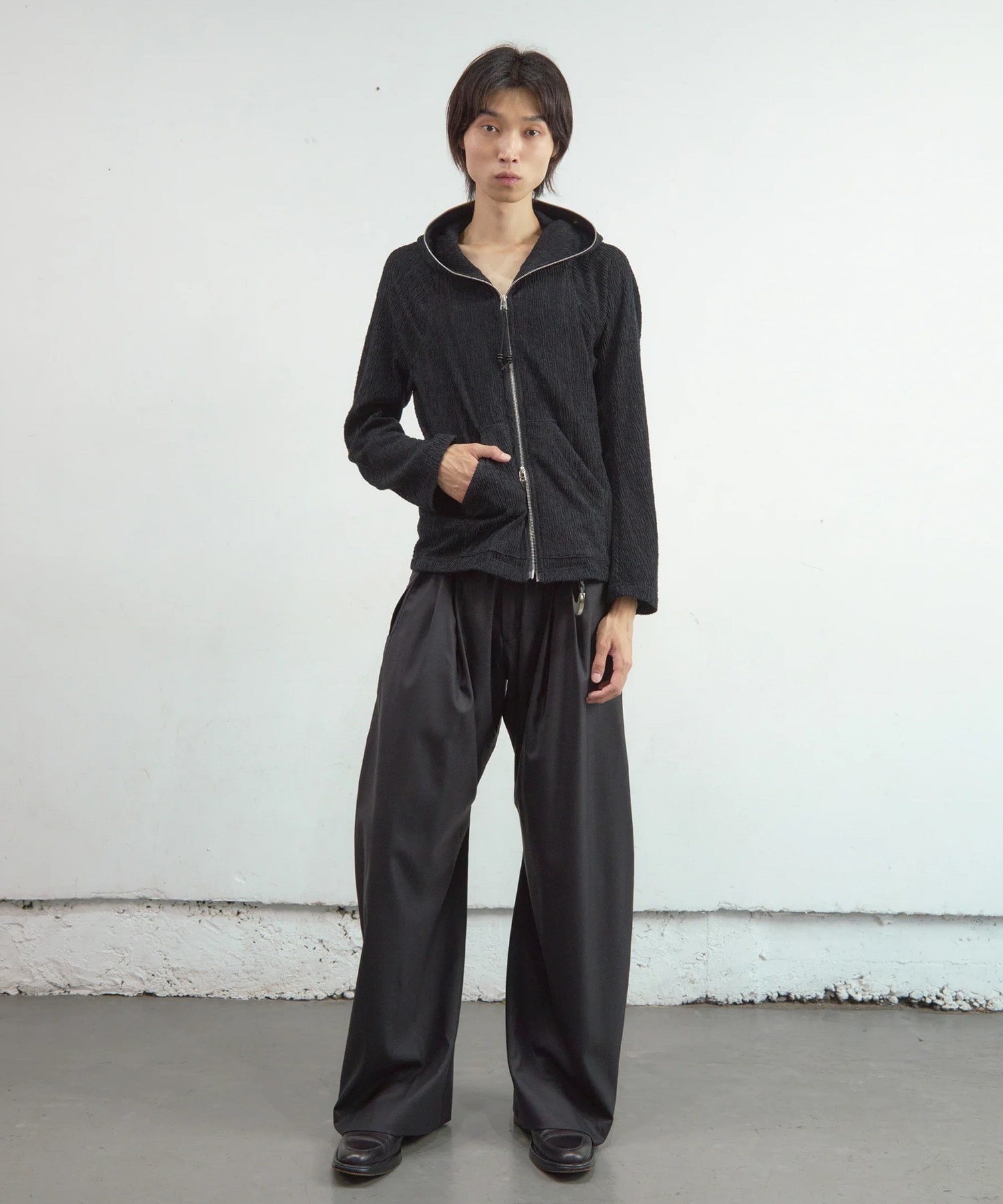 SEMI SHEER FULL ZIP UP HOODIE NVRFRGT