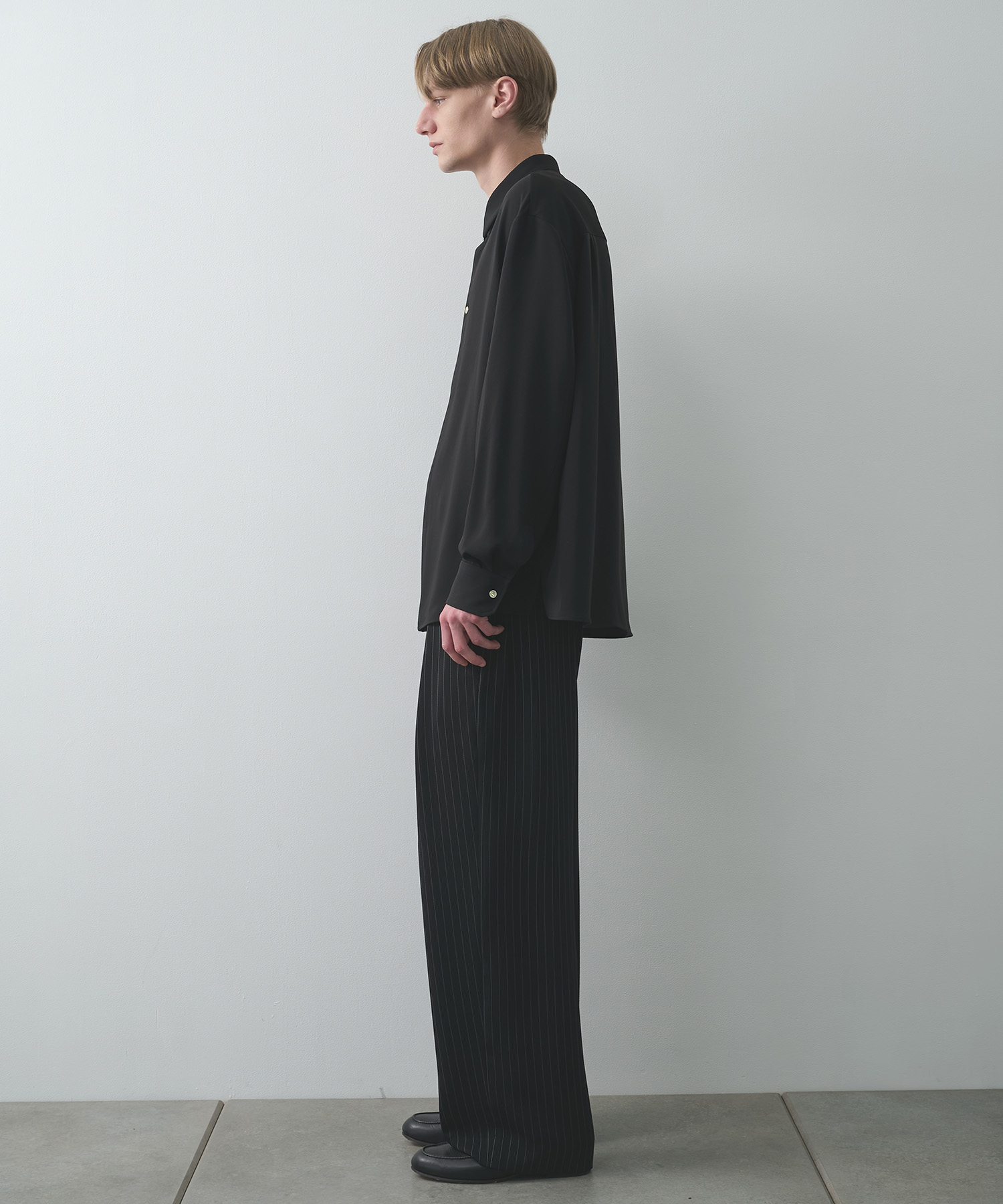 Stripe Double Cloth Tuck Wide Pant CULLNI