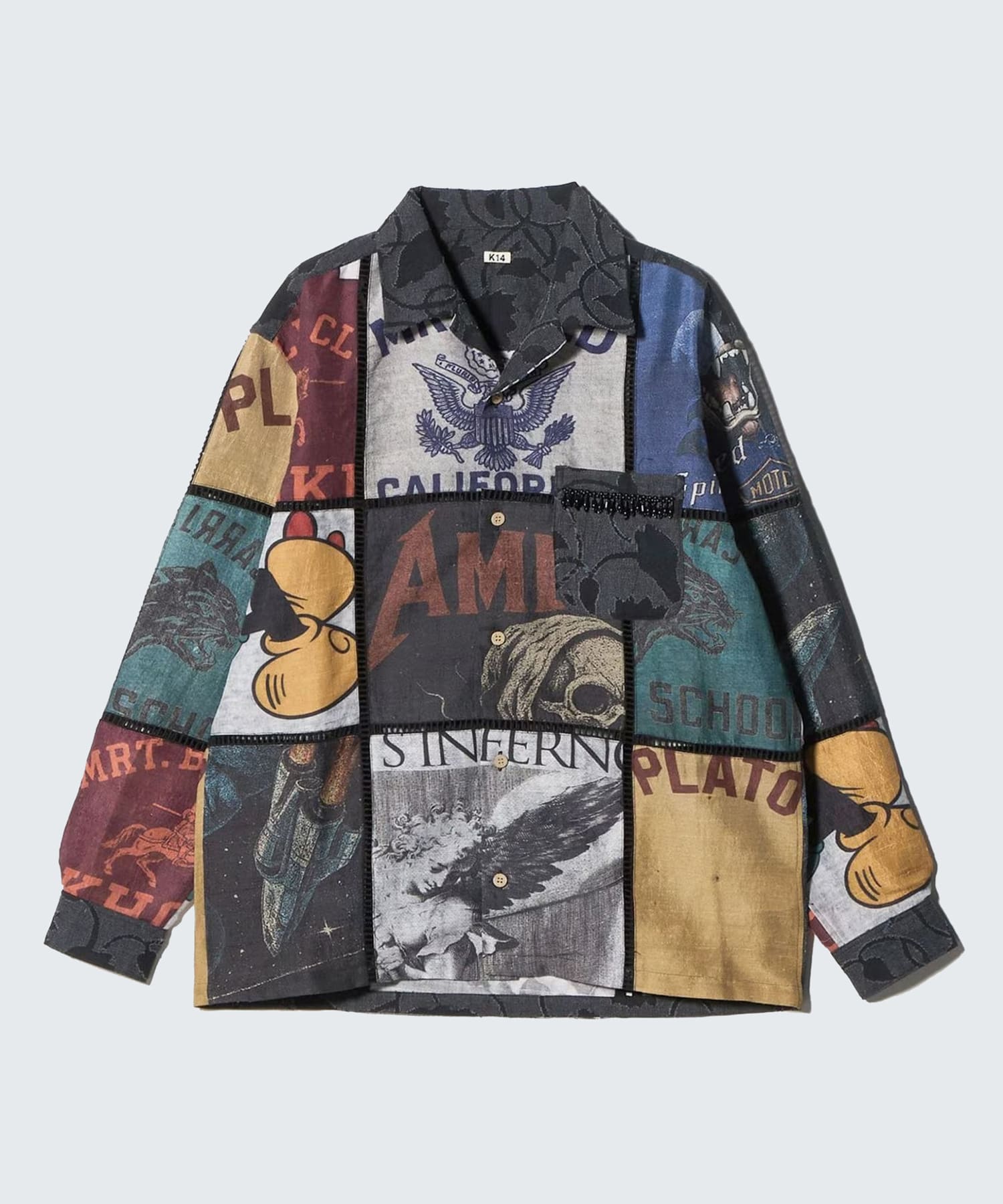 Patchworked Silk Shirt KHOKI