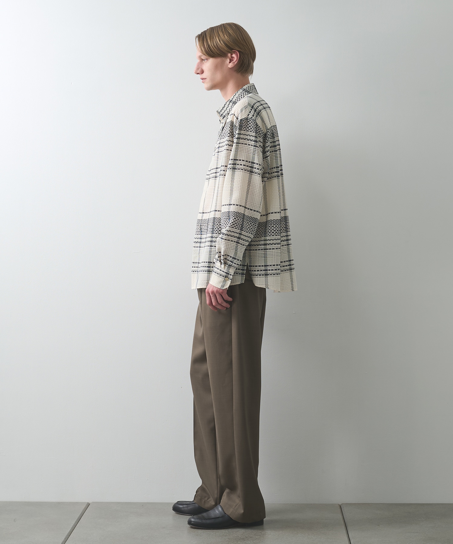 Sheer Tile Check Chin Tab Shirt CULLNI