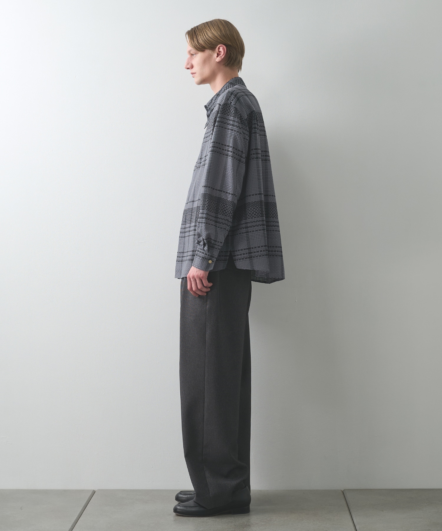 Sheer Tile Check Chin Tab Shirt CULLNI