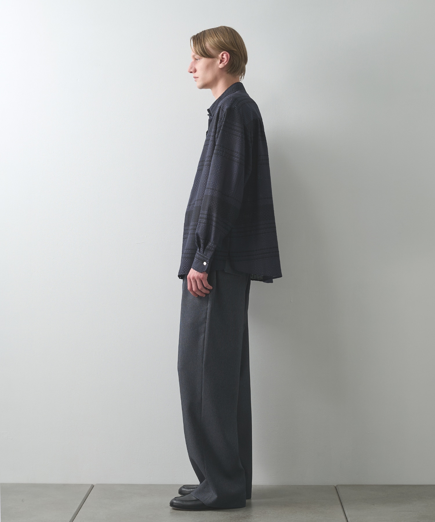 Sheer Tile Check Chin Tab Shirt CULLNI