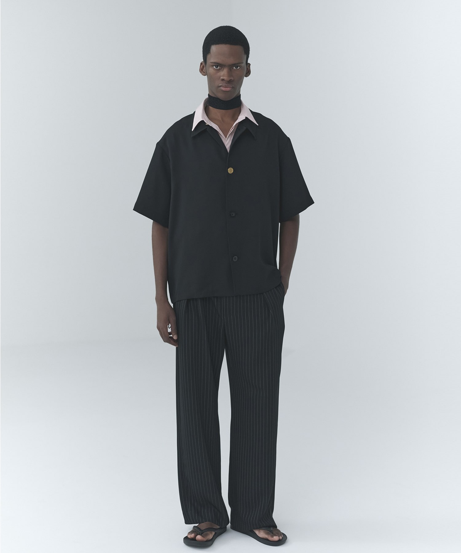 Dry Stretch Cloth Drawstring Short Sleeve Shirt CULLNI