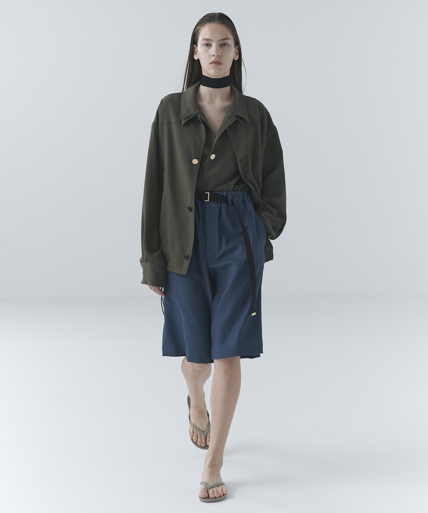 Dry Stretch Cloth Drawstring Short Sleeve Shirt CULLNI
