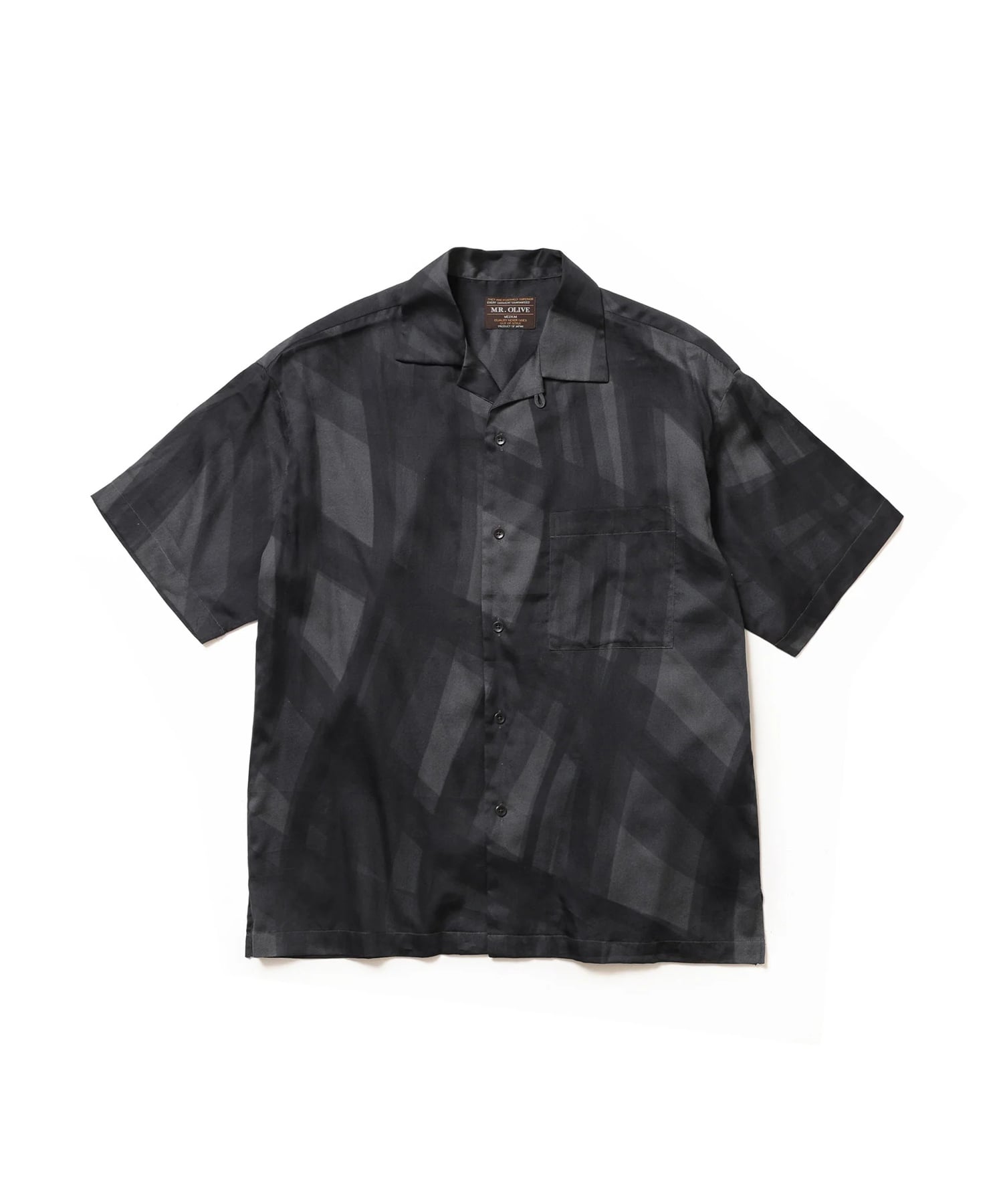 ABSTRACT CHECK /SHORT/S OPEN COLLAR SHIRT MR.OLIVE