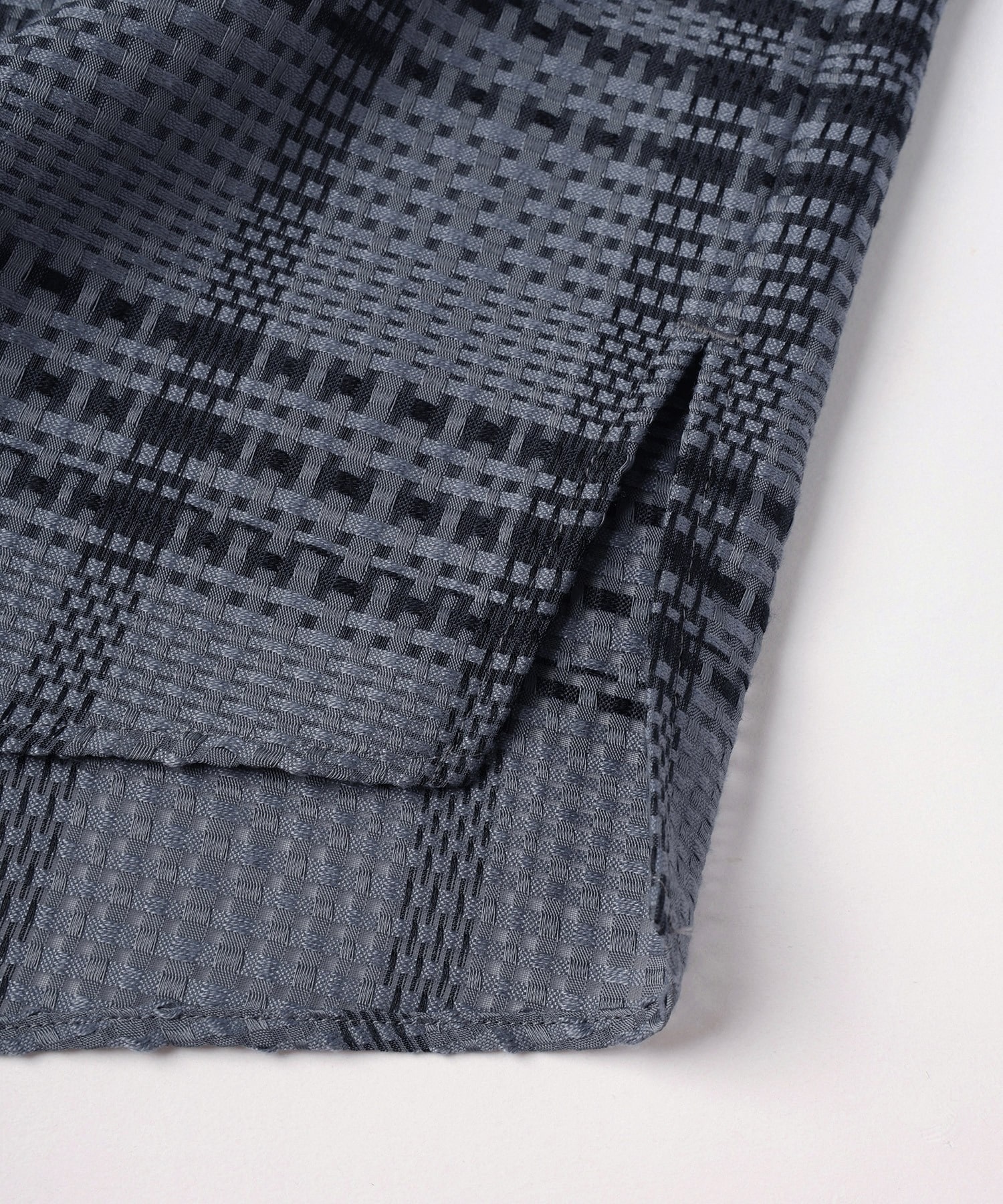 Sheer Tile Check Chin Tab Short Sleeve Shirt CULLNI
