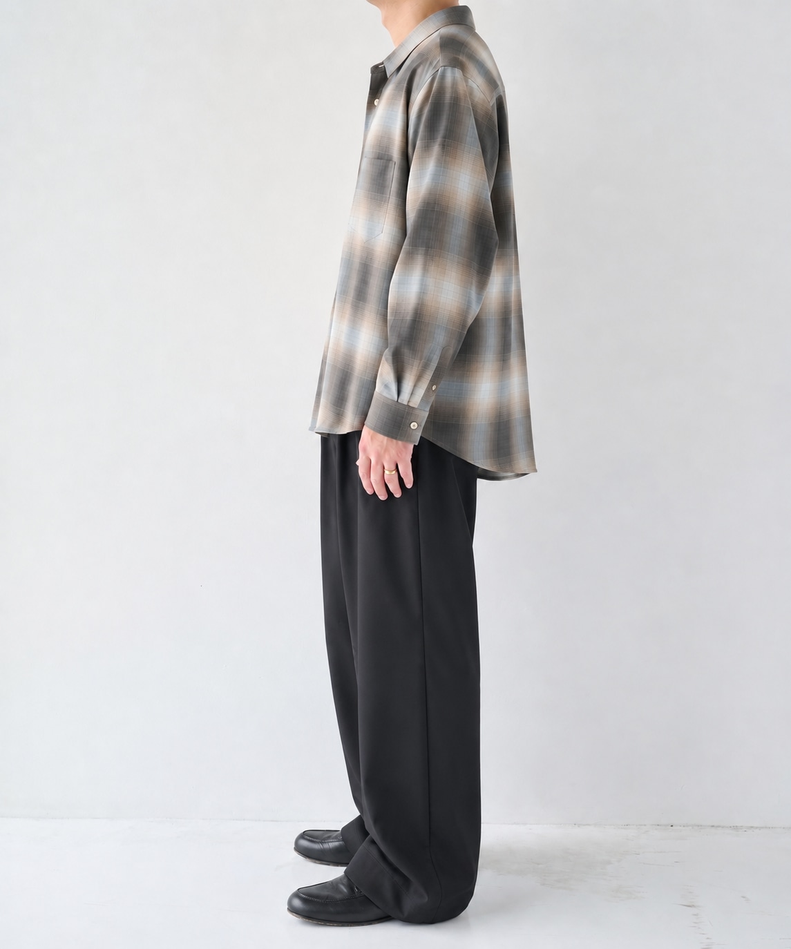 Fine Wool Smooth Check Shirts STUDIOUS