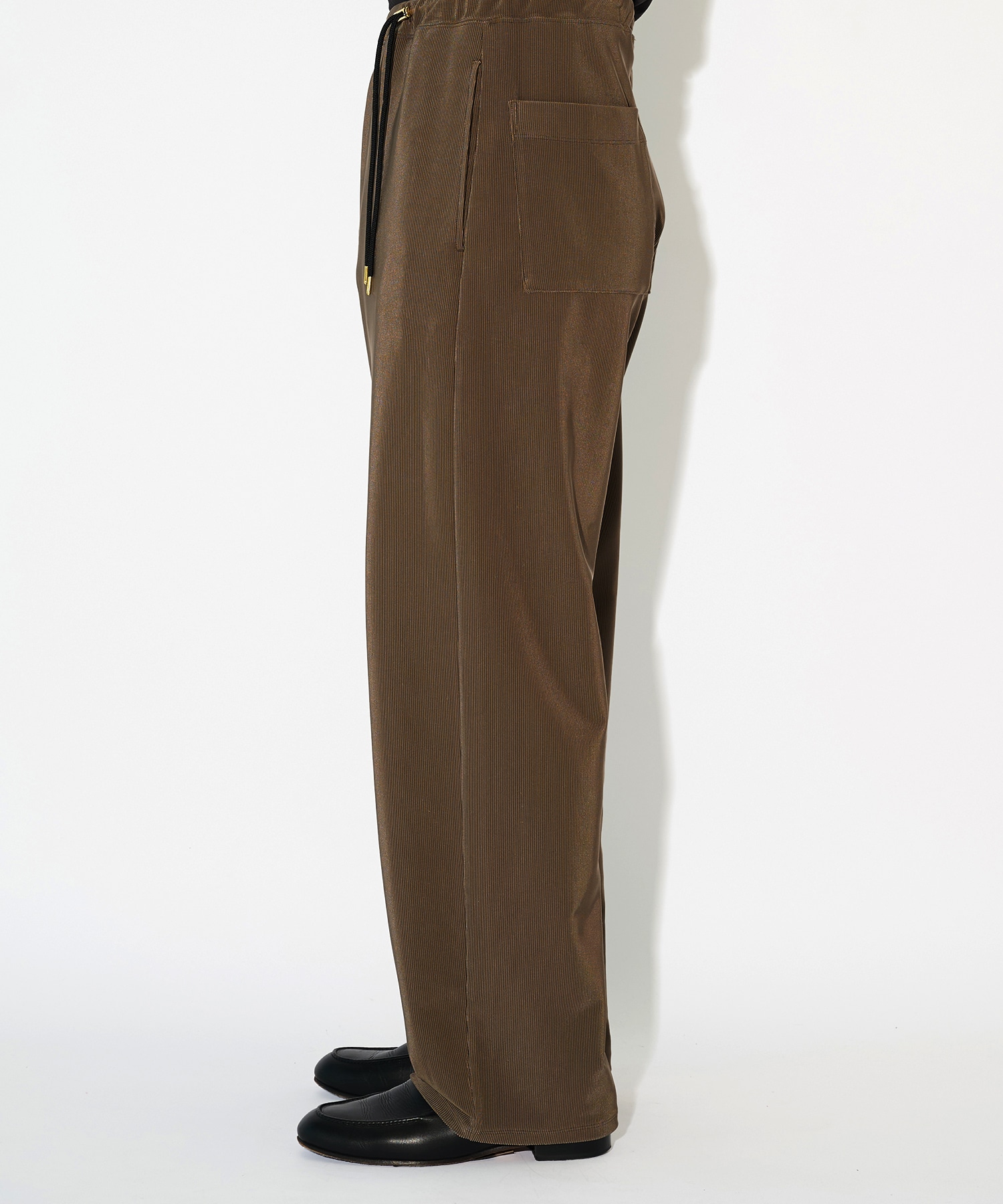 Stretch Fiber Cord Pique Drawstring Wide Pants CULLNI