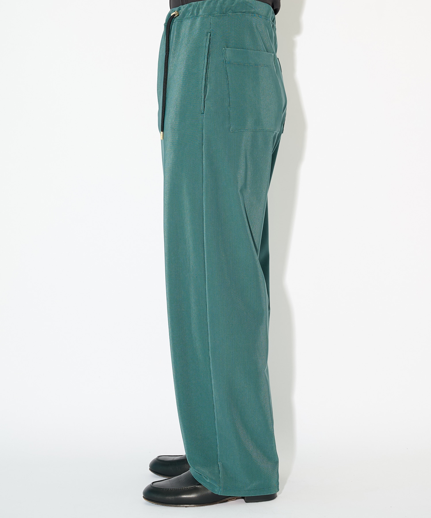 Stretch Fiber Cord Pique Drawstring Wide Pants CULLNI