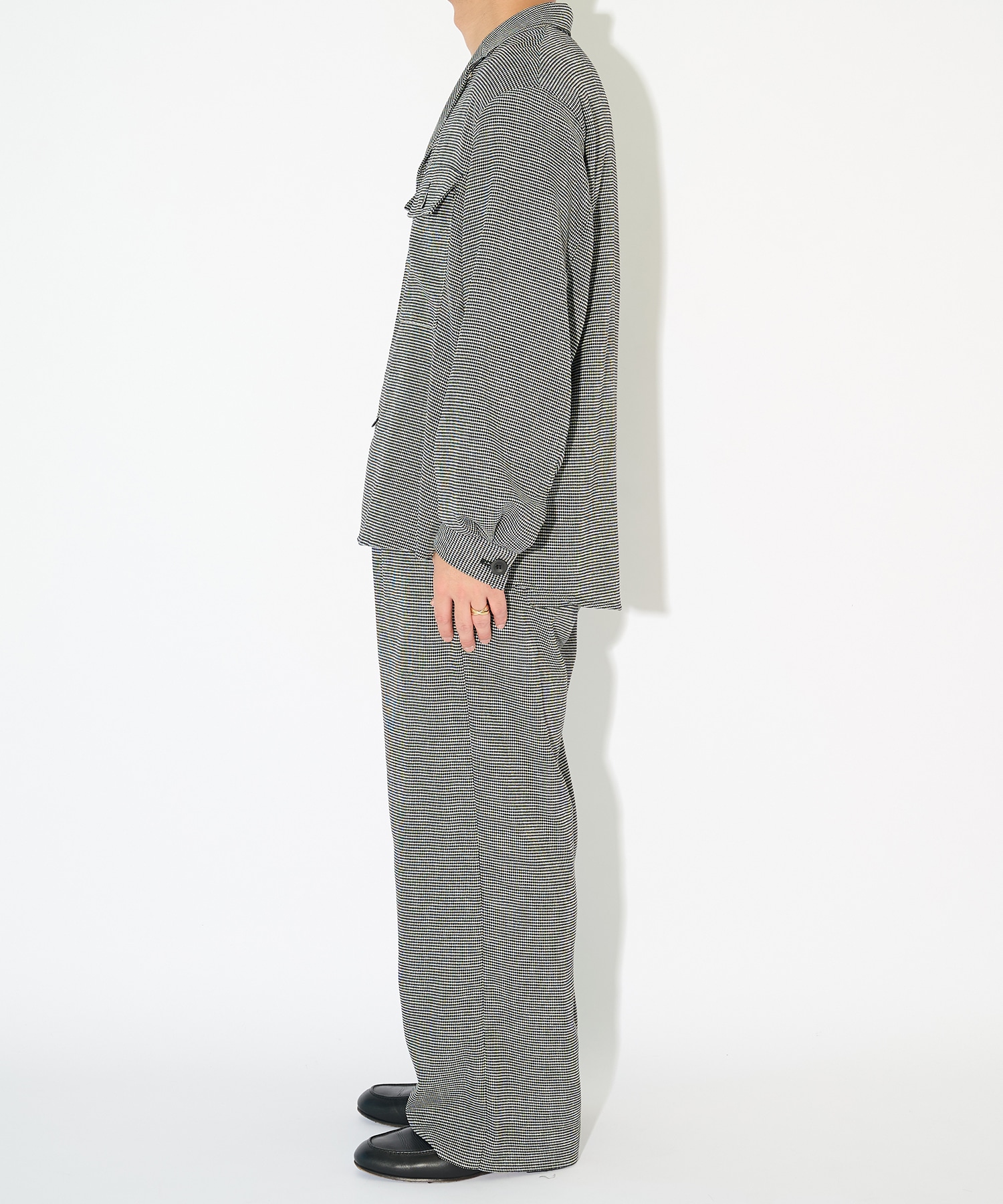 Mix Yarn Mesh Notched Lapel Shirt Blouson CULLNI