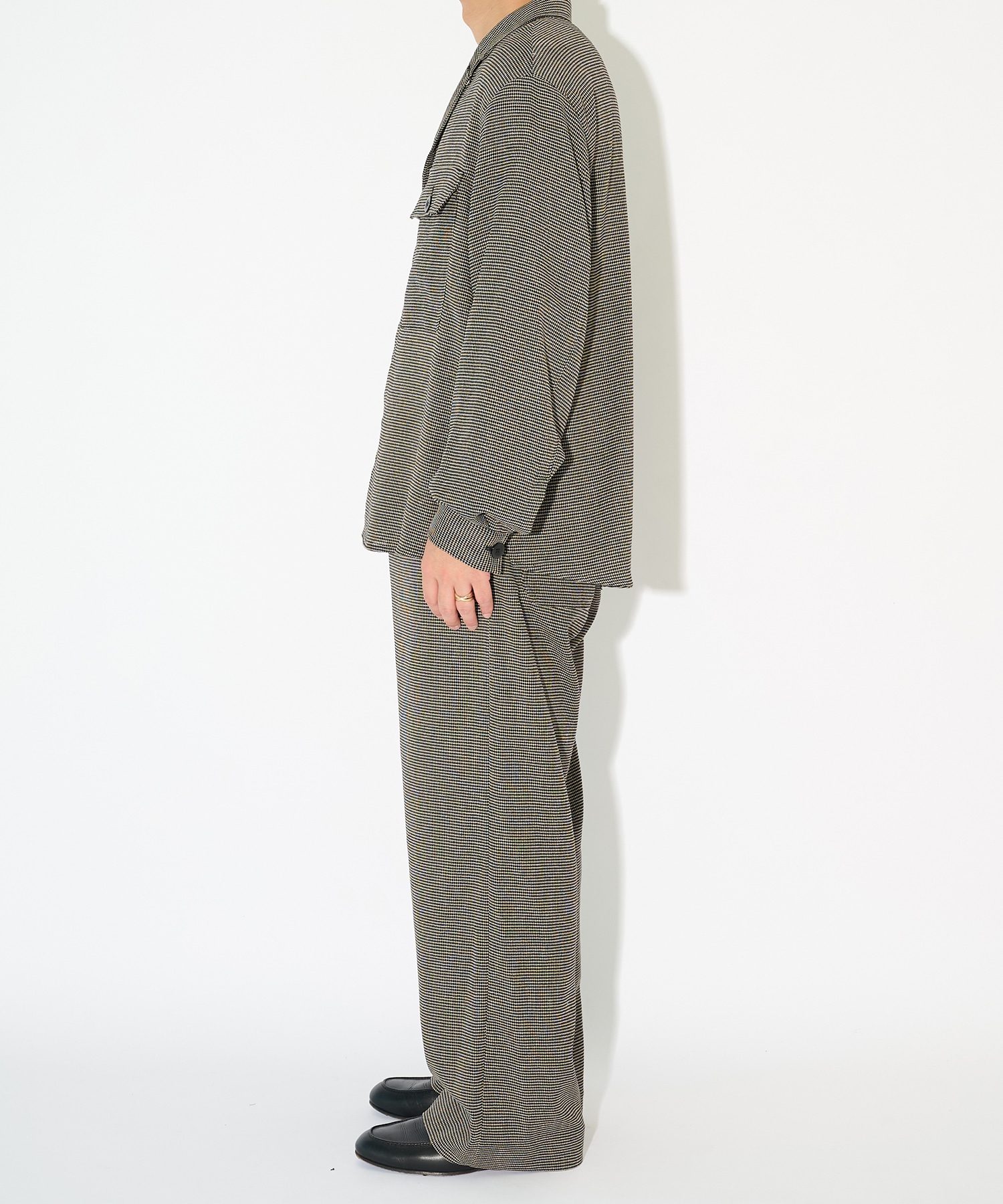 Mix Yarn Mesh Notched Lapel Shirt Blouson CULLNI