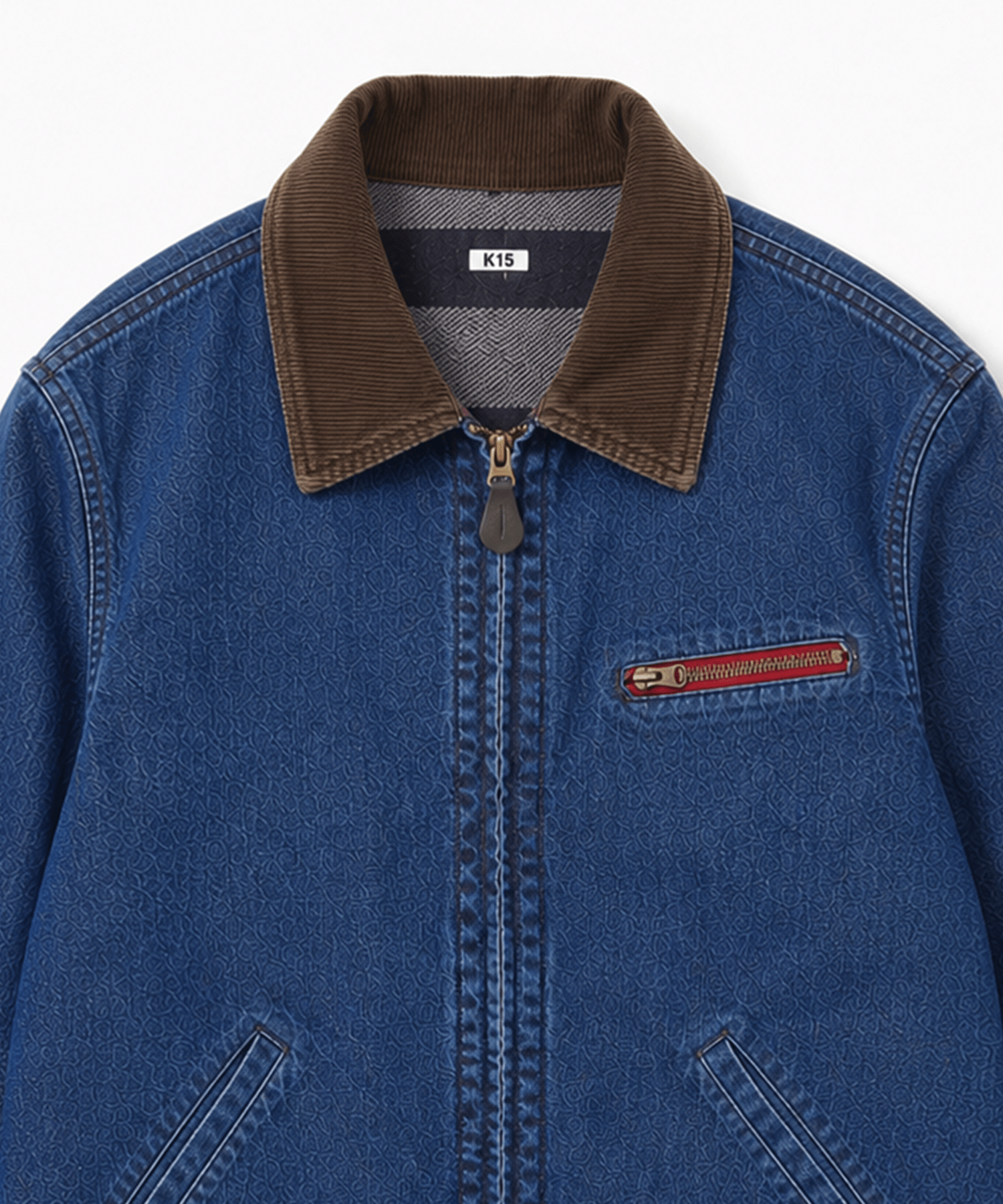 Faded denim zip jakcet KHOKI