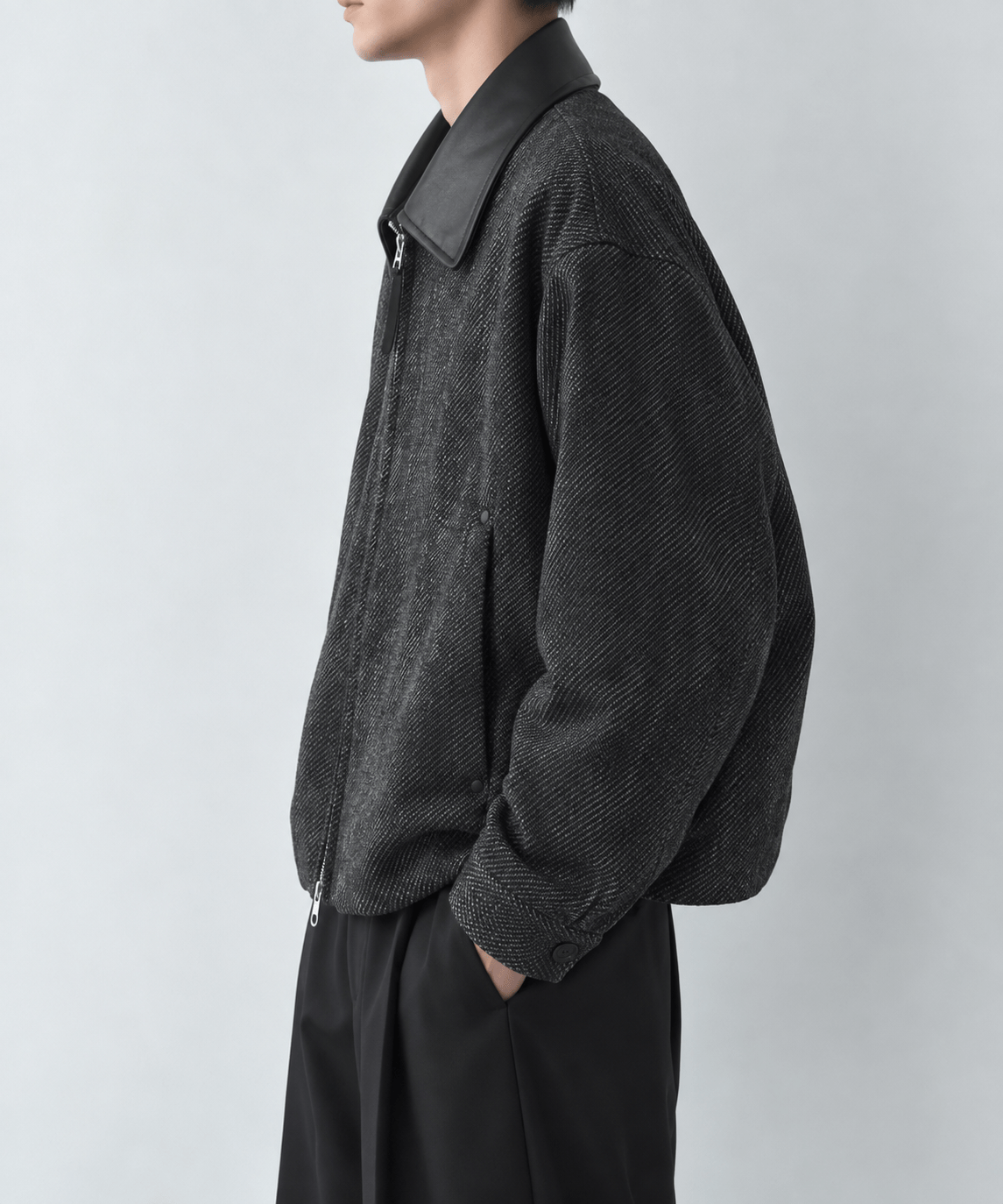Leather collar Balloon Blouson STUDIOUS