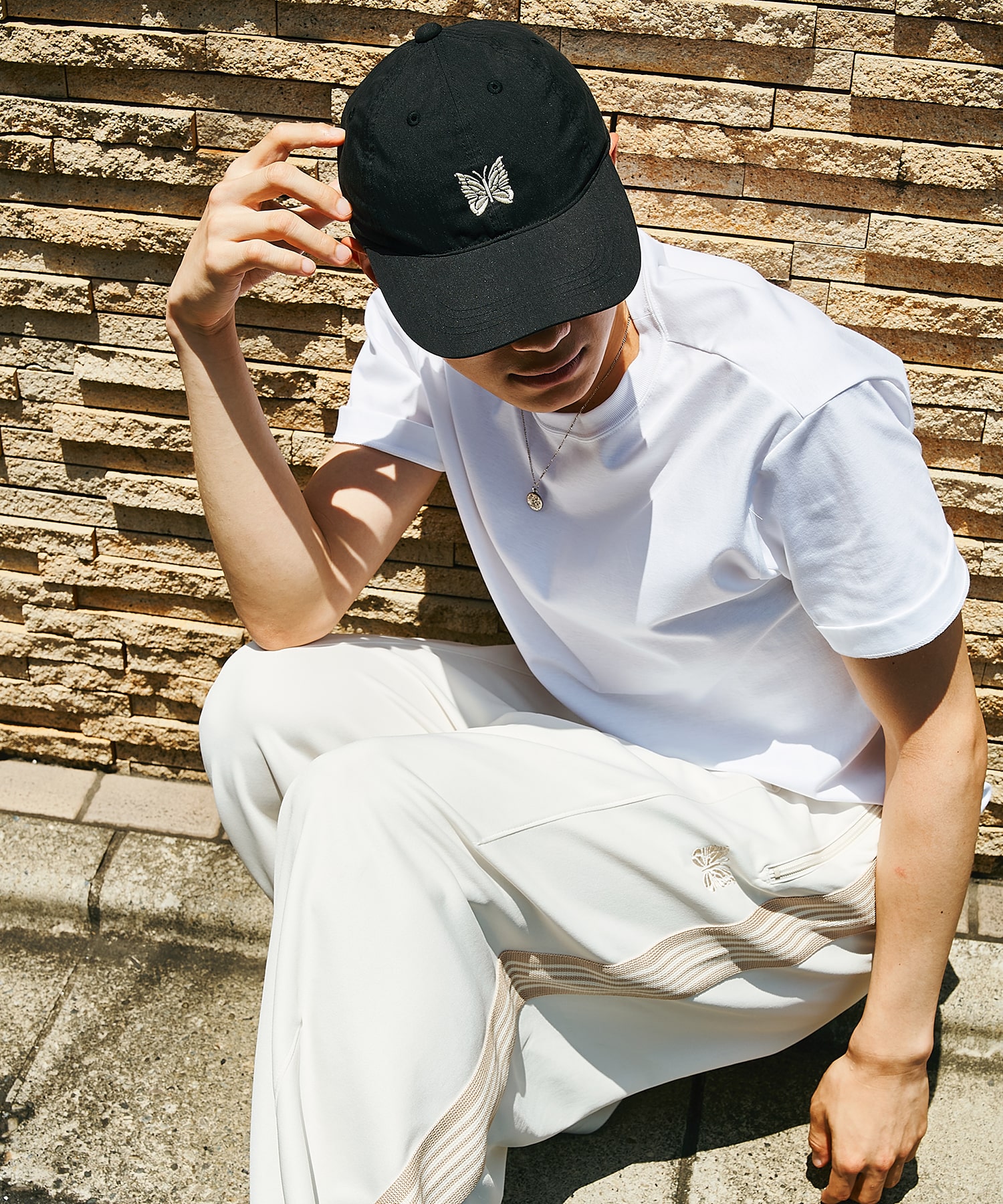別注 Nylon Cap - Papillon Embroidery IVORY NEEDLES