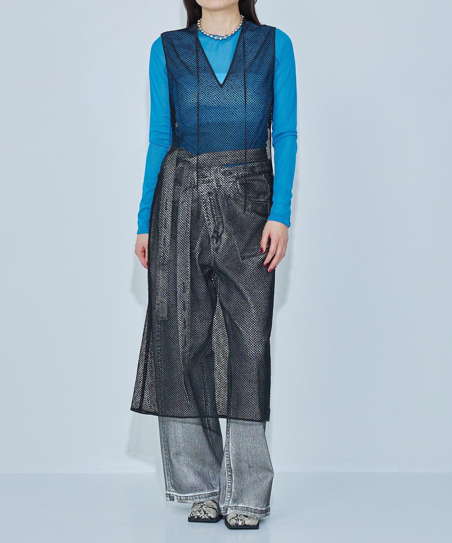 Waist Cut-Out Mesh Dress STUDIOUS