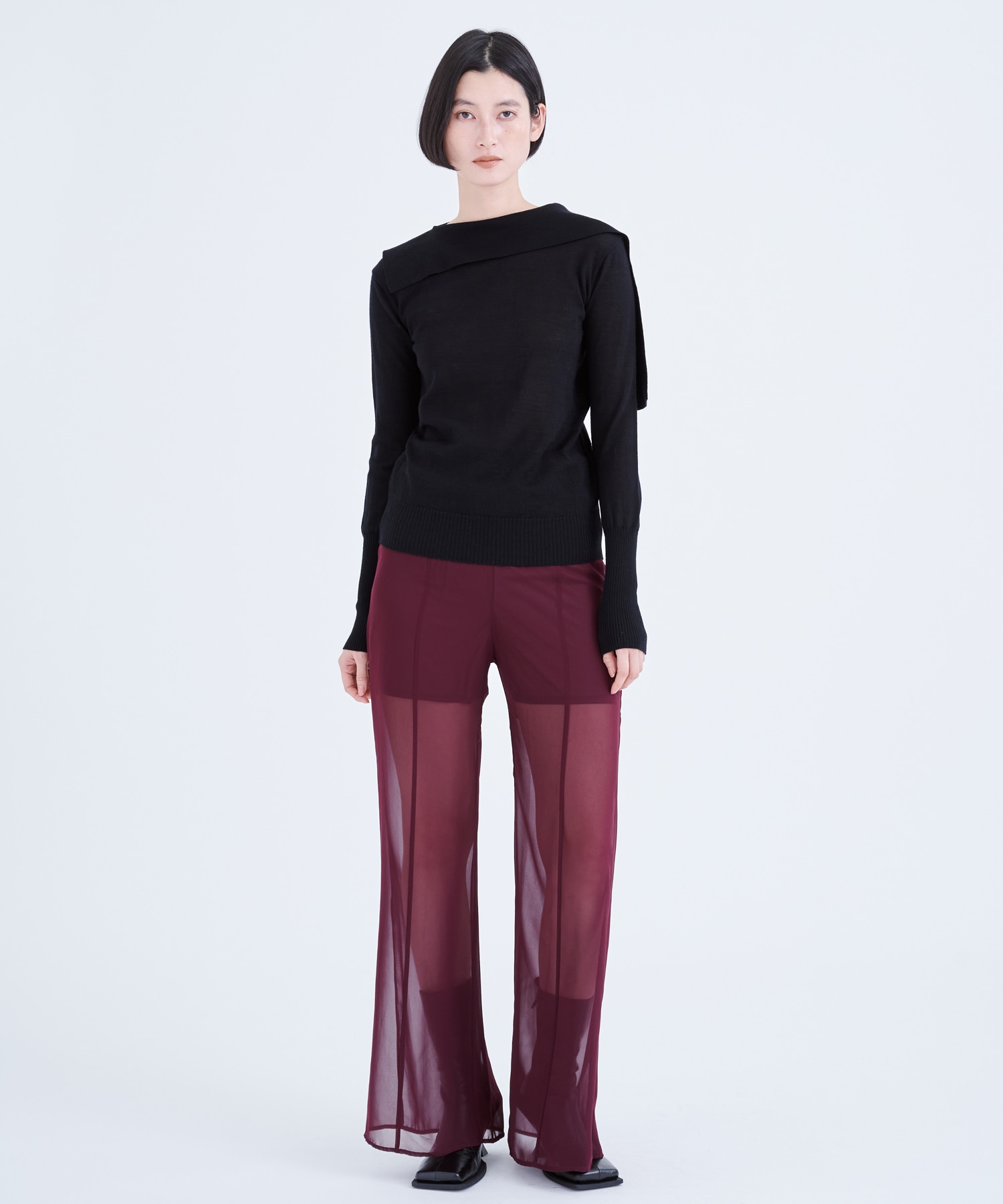 別注Emma wrap collar knit pullover BL AKIRANAKA