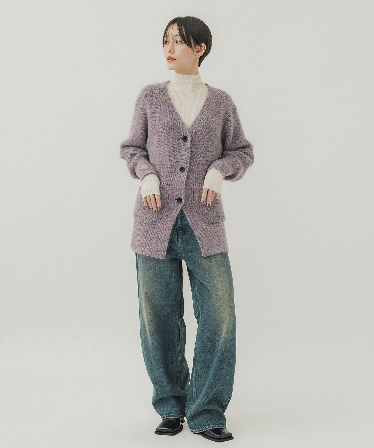 別注GRADIATION MOHAIR CARDIGAN WRAPINKNOT
