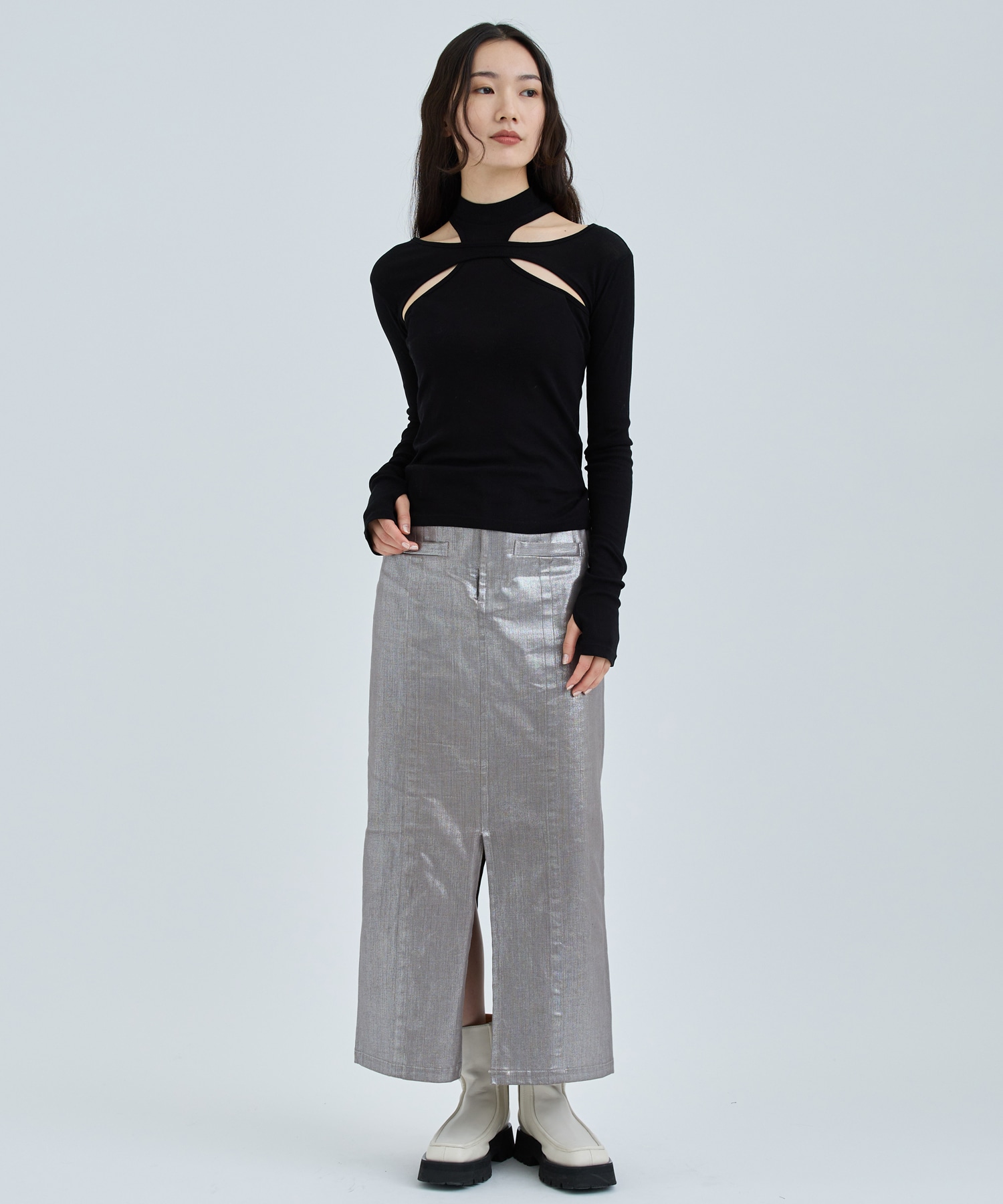 RIB LAYERED HI-NECK TOP JOHN LAWRENCE SULLIVAN