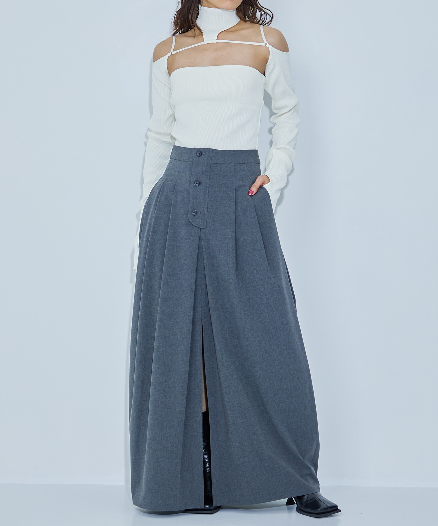 Rib high neck sleeve MUKASA