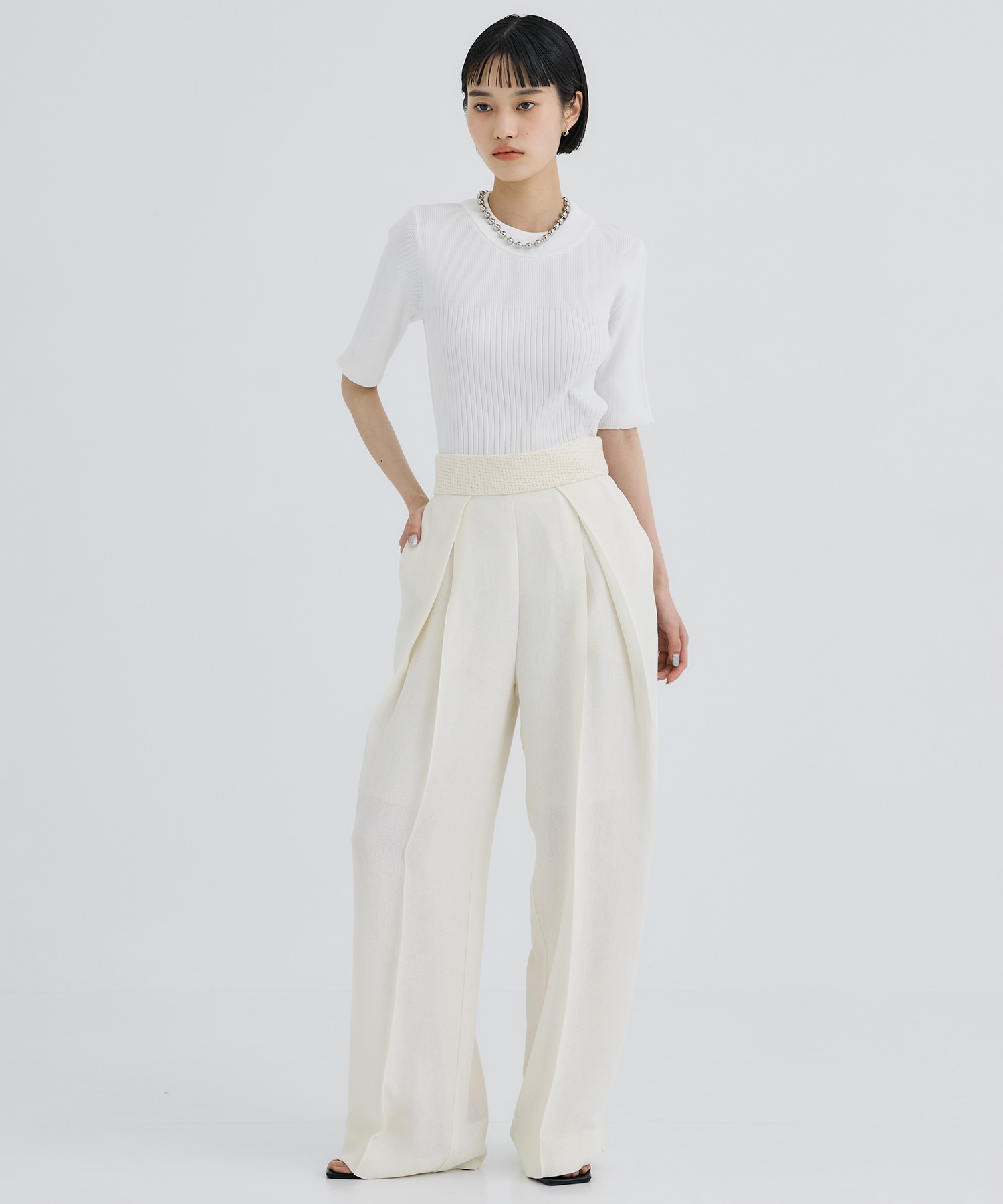 別注HALF SLEEVE RIB TOP WRAPINKNOT