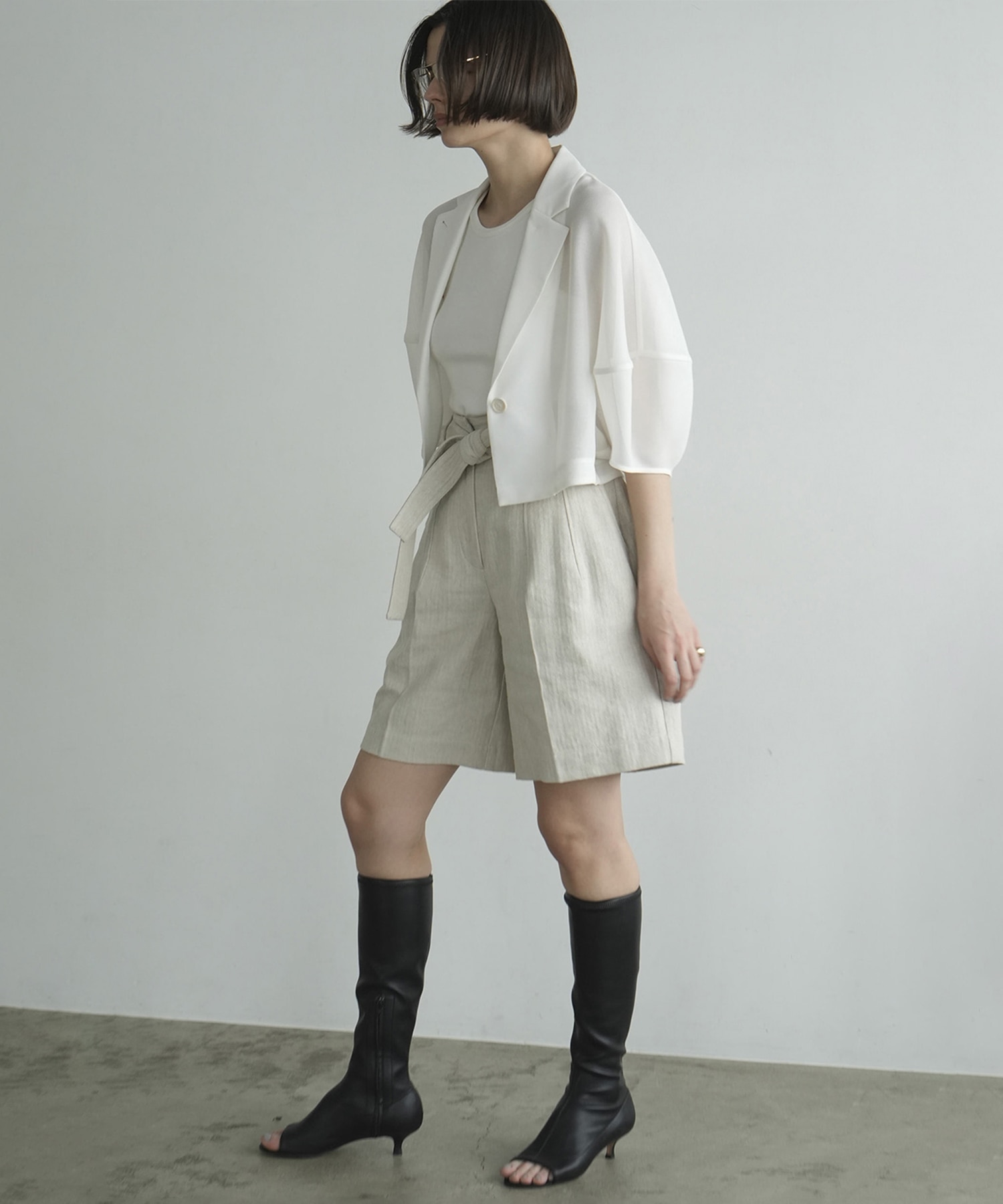 STITCH BELT HALF PANTS CLANE