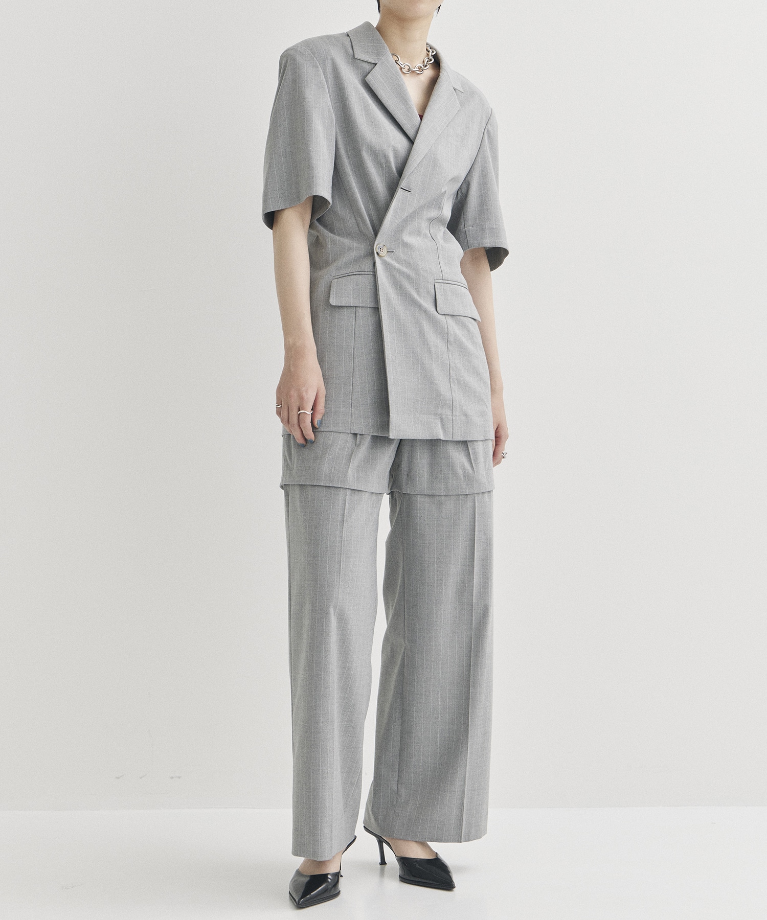 Pinstripe Half Sleeve Jacket STUDIOUS