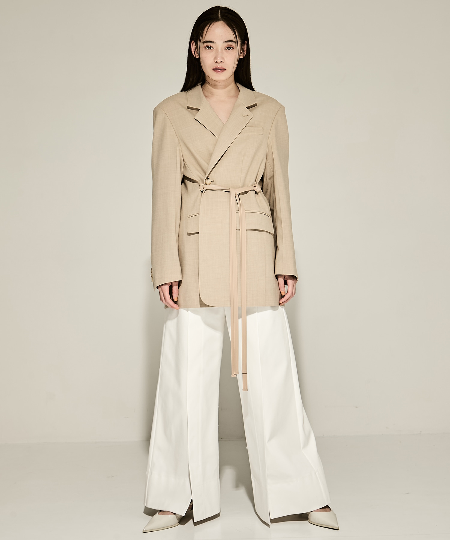 Leather Belted Tailored Jacket STUDIOUS