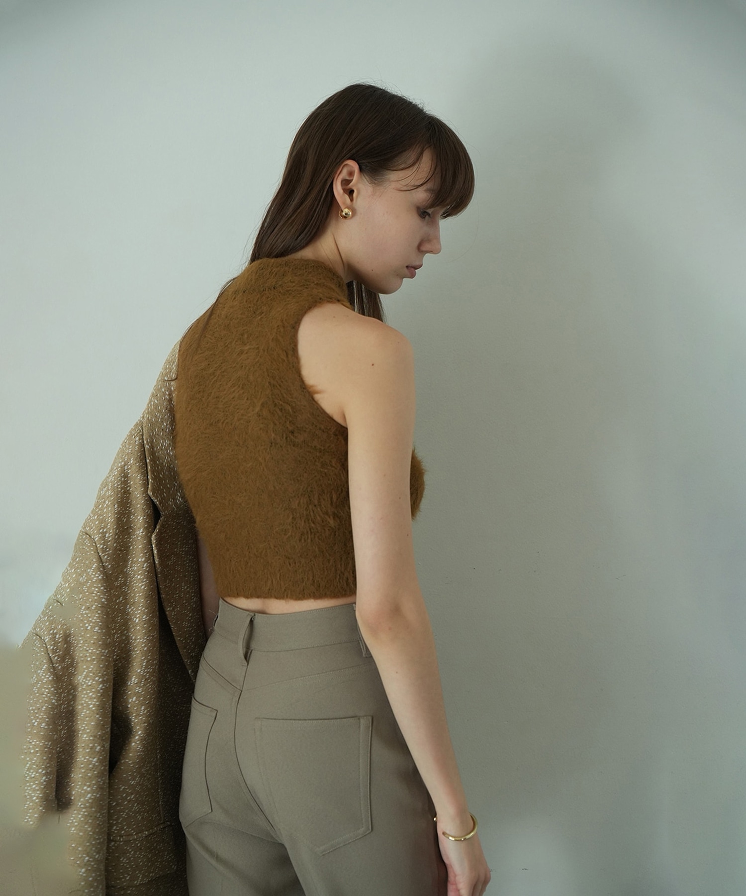 SHAGGY AMERICAN SLEEVE KNIT TOPS CLANE