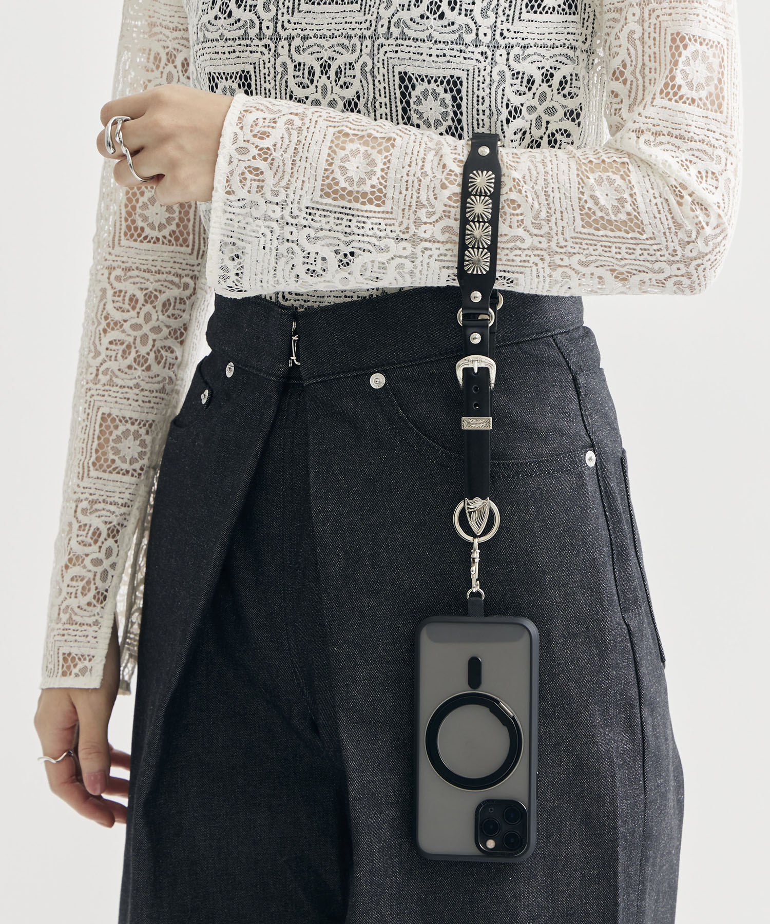 Leather phone handle strap TOGA