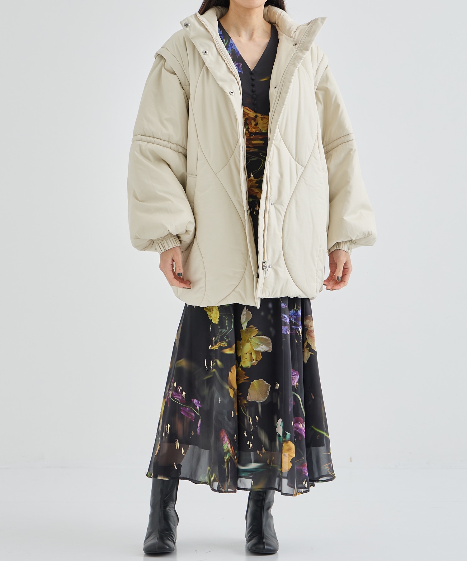 2WAY WAVE STITCH PADDED JACKET AMERI