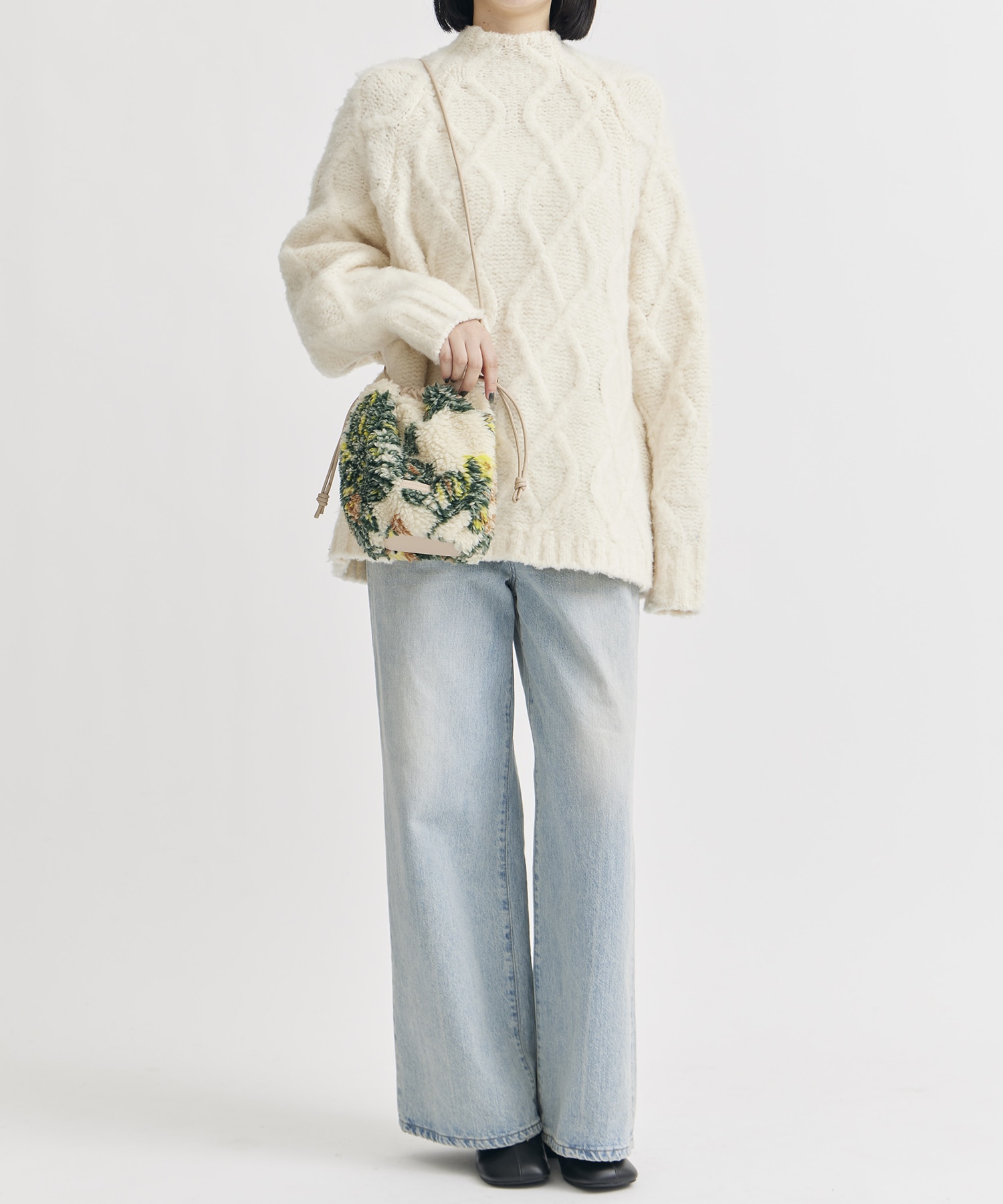 別注jacquard boa drawstring bag FUMIE=TANAKA