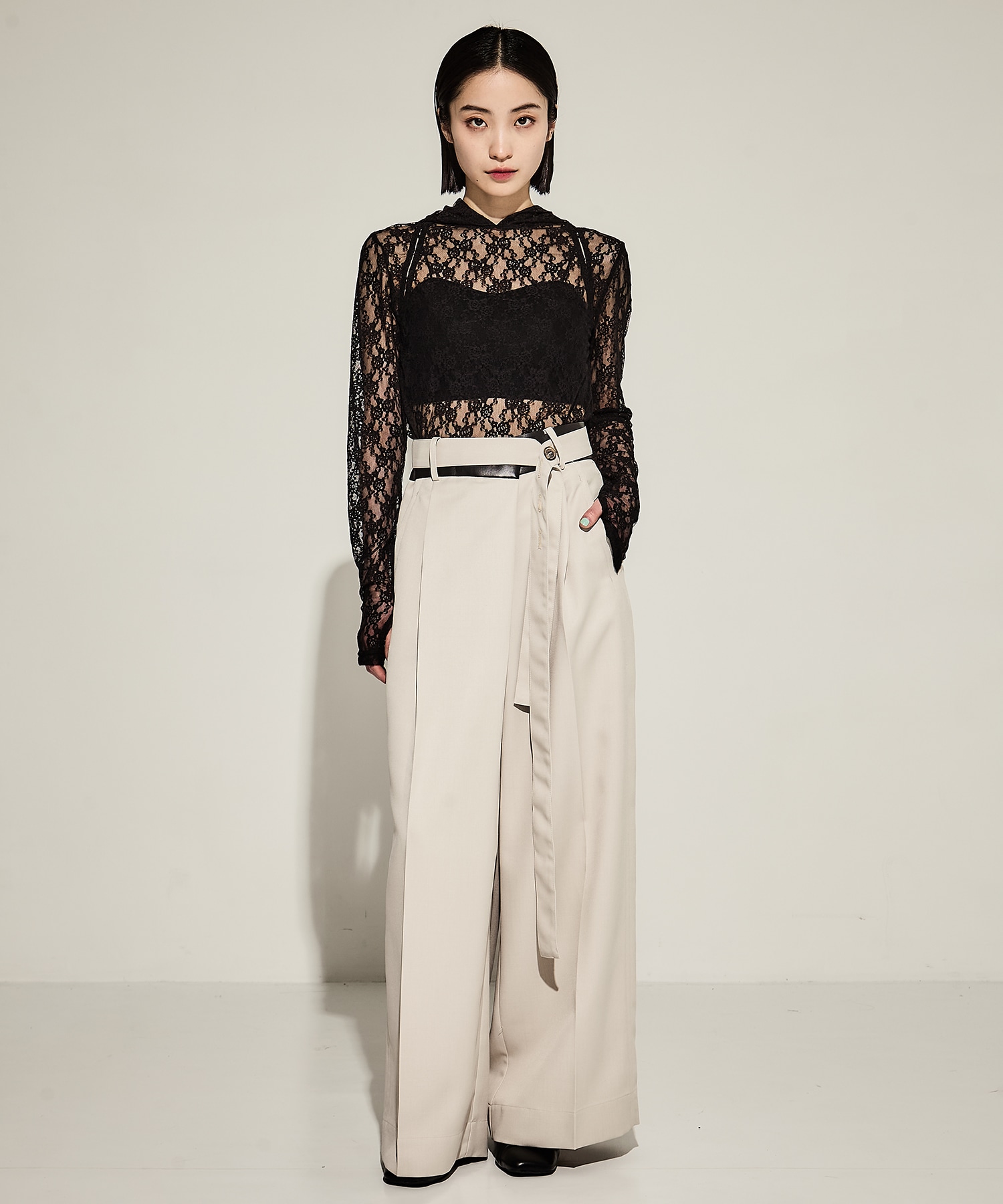 Leather Belted Flare Trousers STUDIOUS