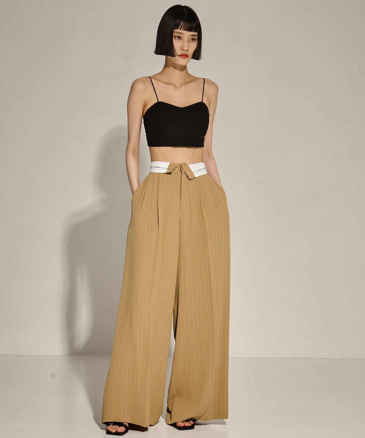 TURN BACK WATIST WIDE PANTS AMERI