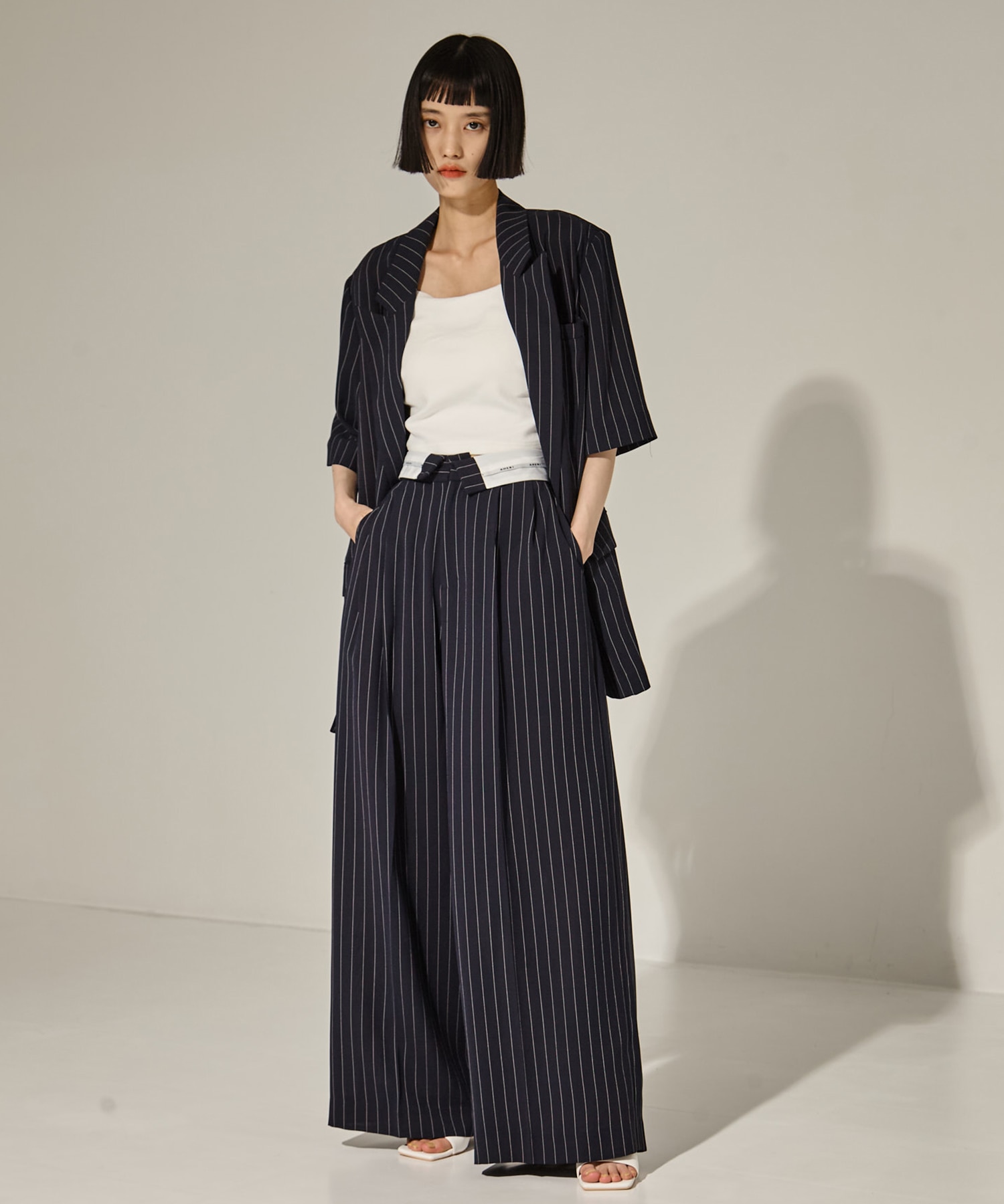 TURN BACK WATIST WIDE PANTS AMERI