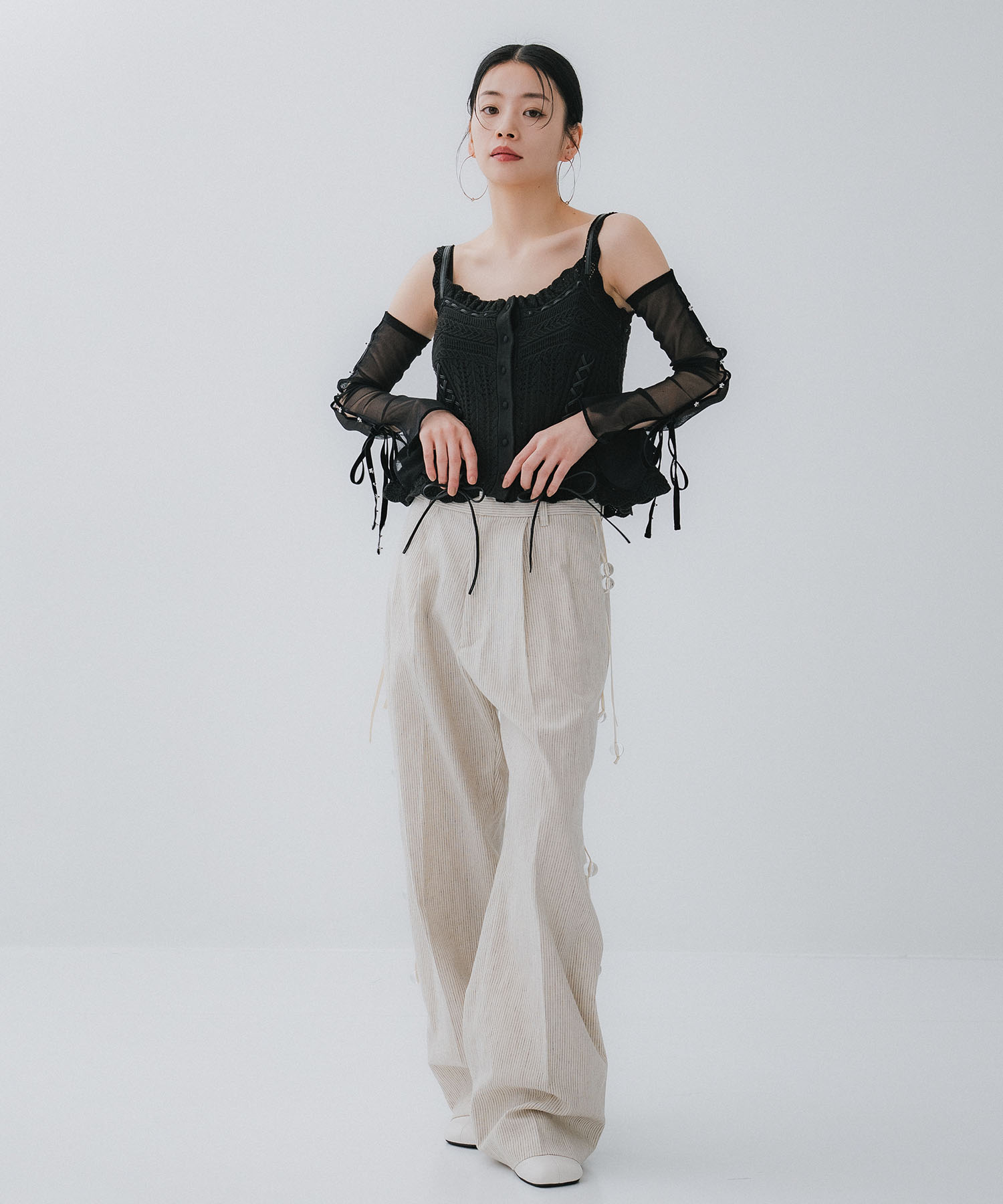 mesh vlvet ribbon arm cover tanakadaisuke