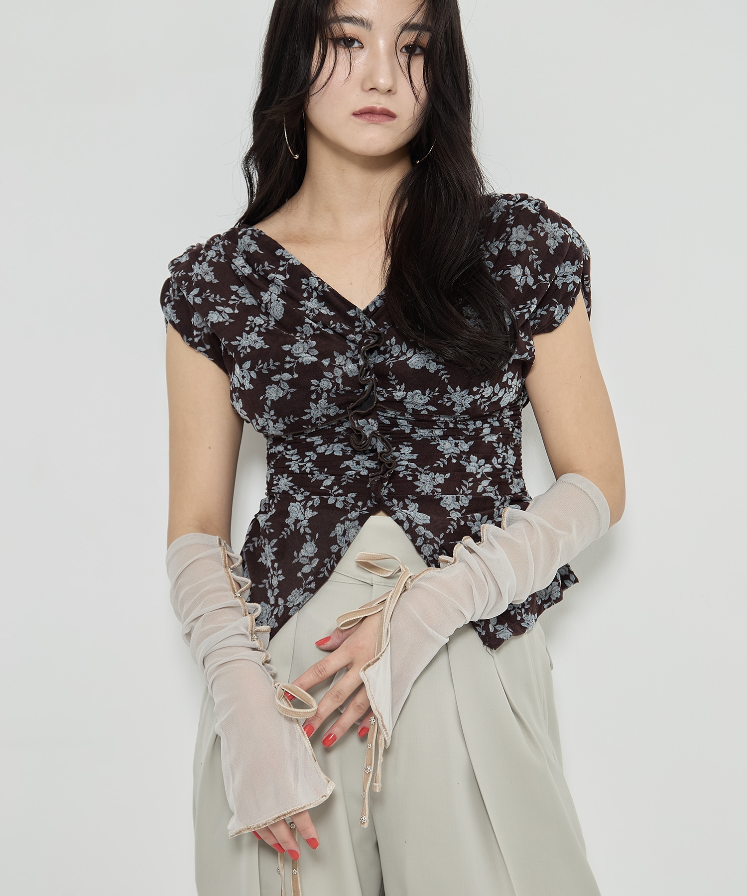 mesh vlvet ribbon arm cover tanakadaisuke