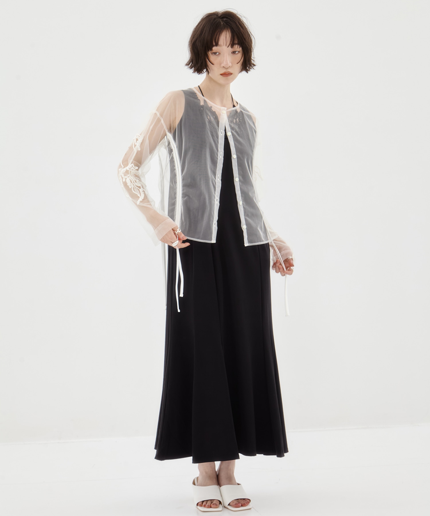 別注embroidered tulle cardigan MURRAL