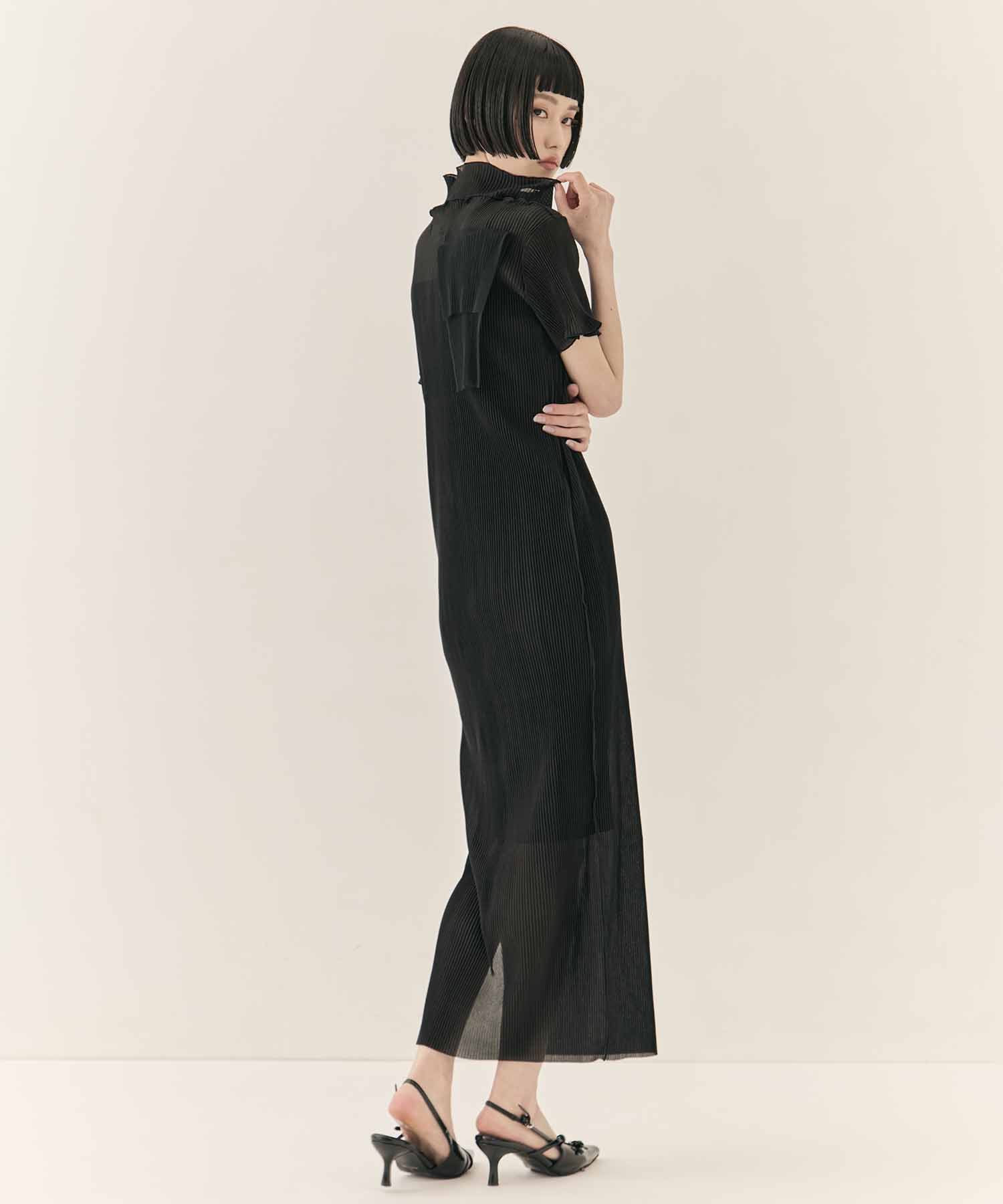 別注SHEER LAYERED SHORT SLEEVE HIGH NECK  DRESS kotohayokozawa