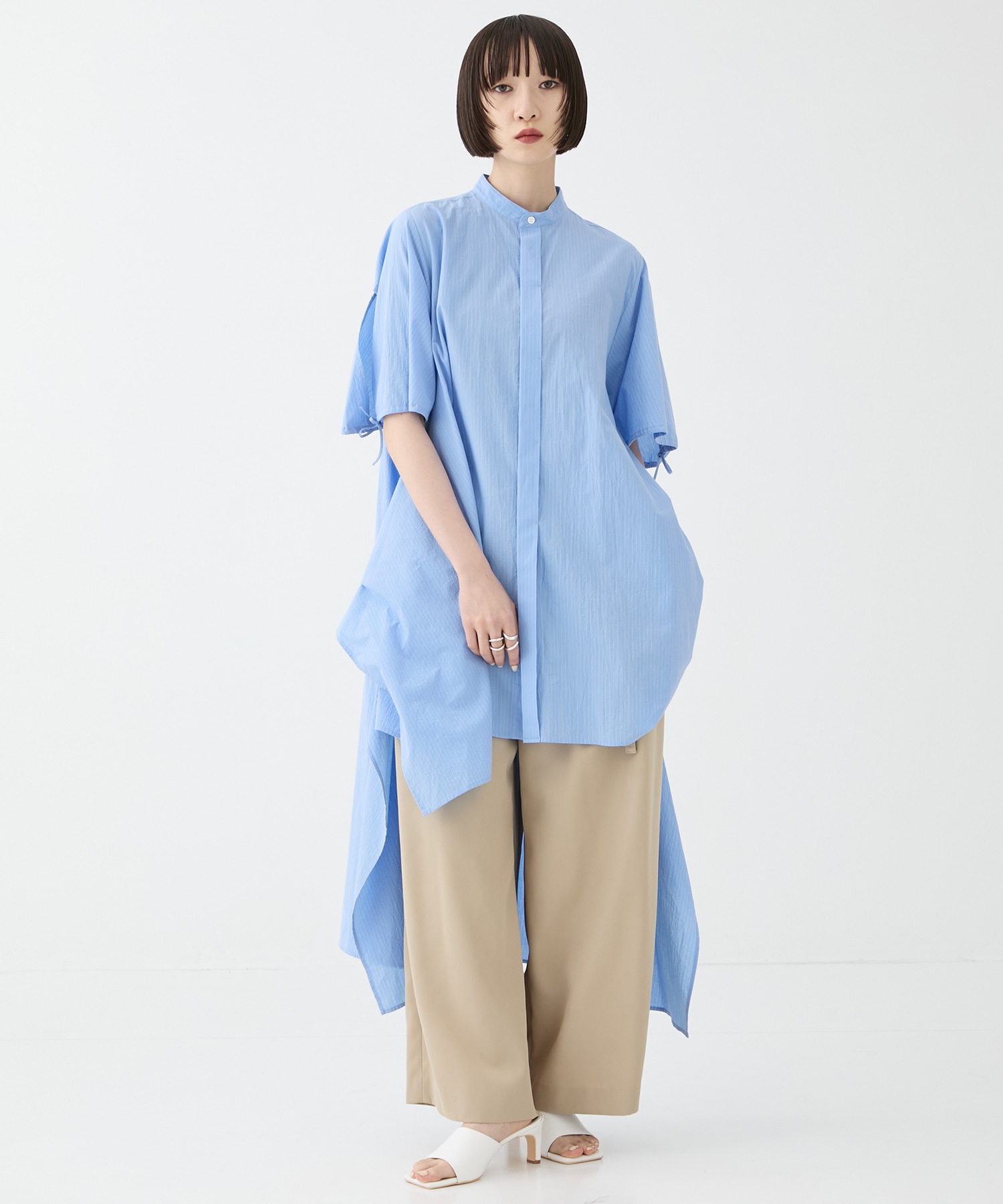 別注Coボイルサッカーケープスリーブシャツ FEMMENT