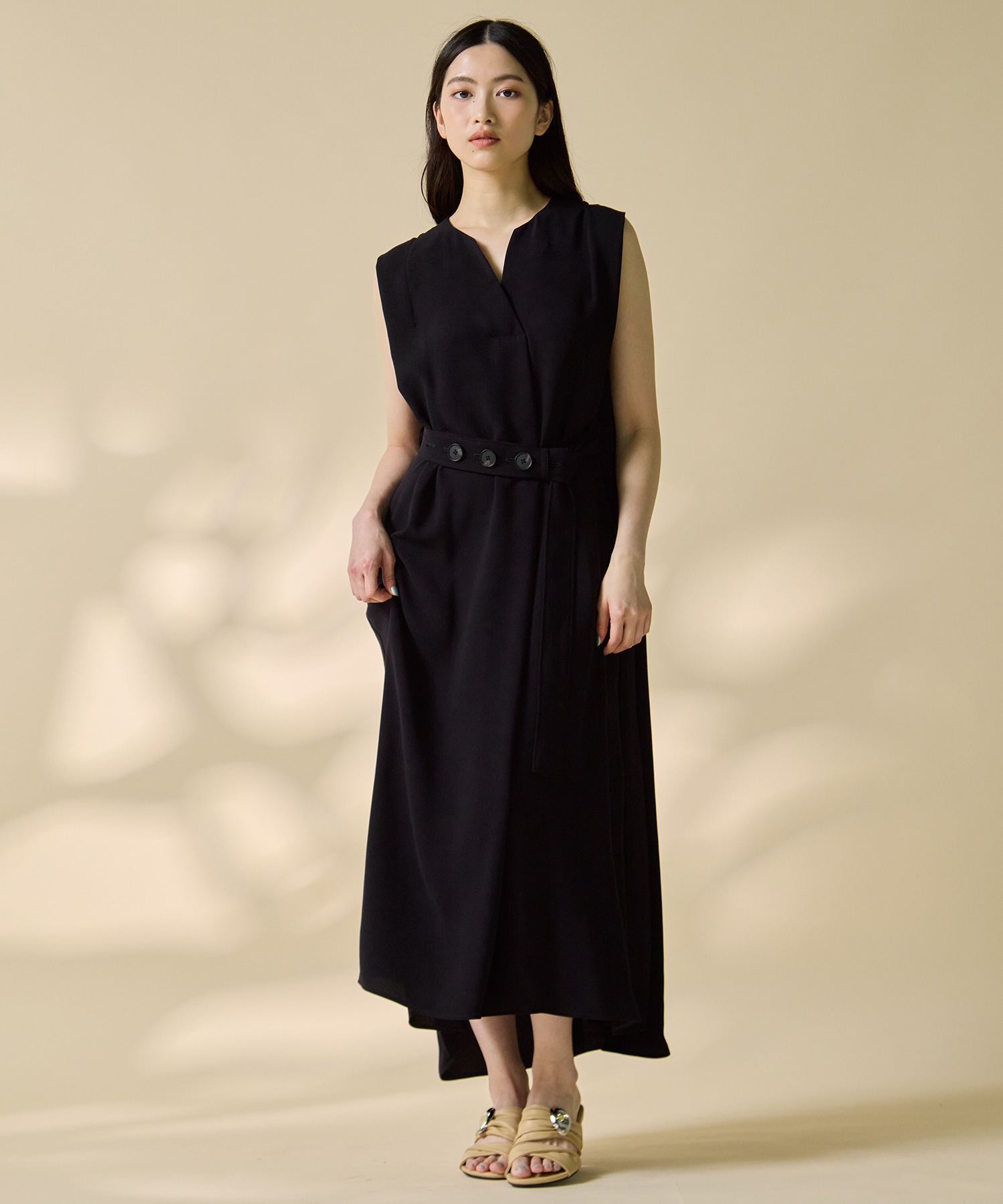Back Satin Belted Dress STUDIOUS