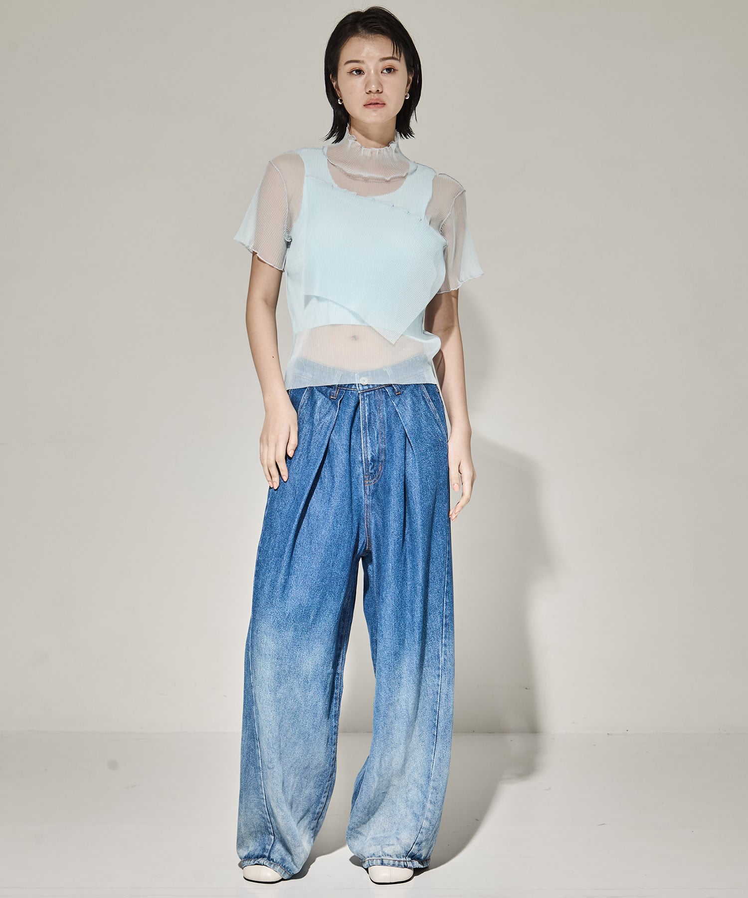SHEER LAYERED SHORT SLEEVE TOP kotohayokozawa