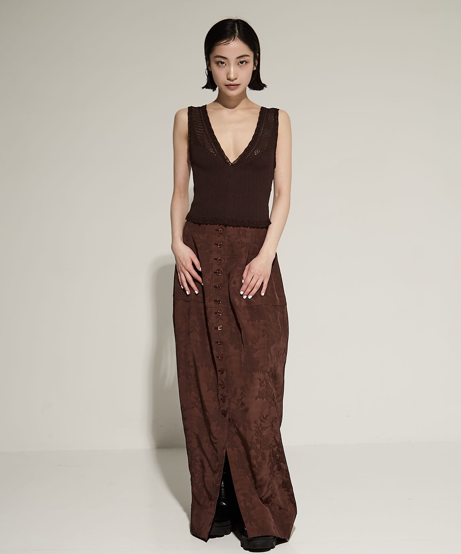 LACE KNIT SLEEVELESS TOP FETICO