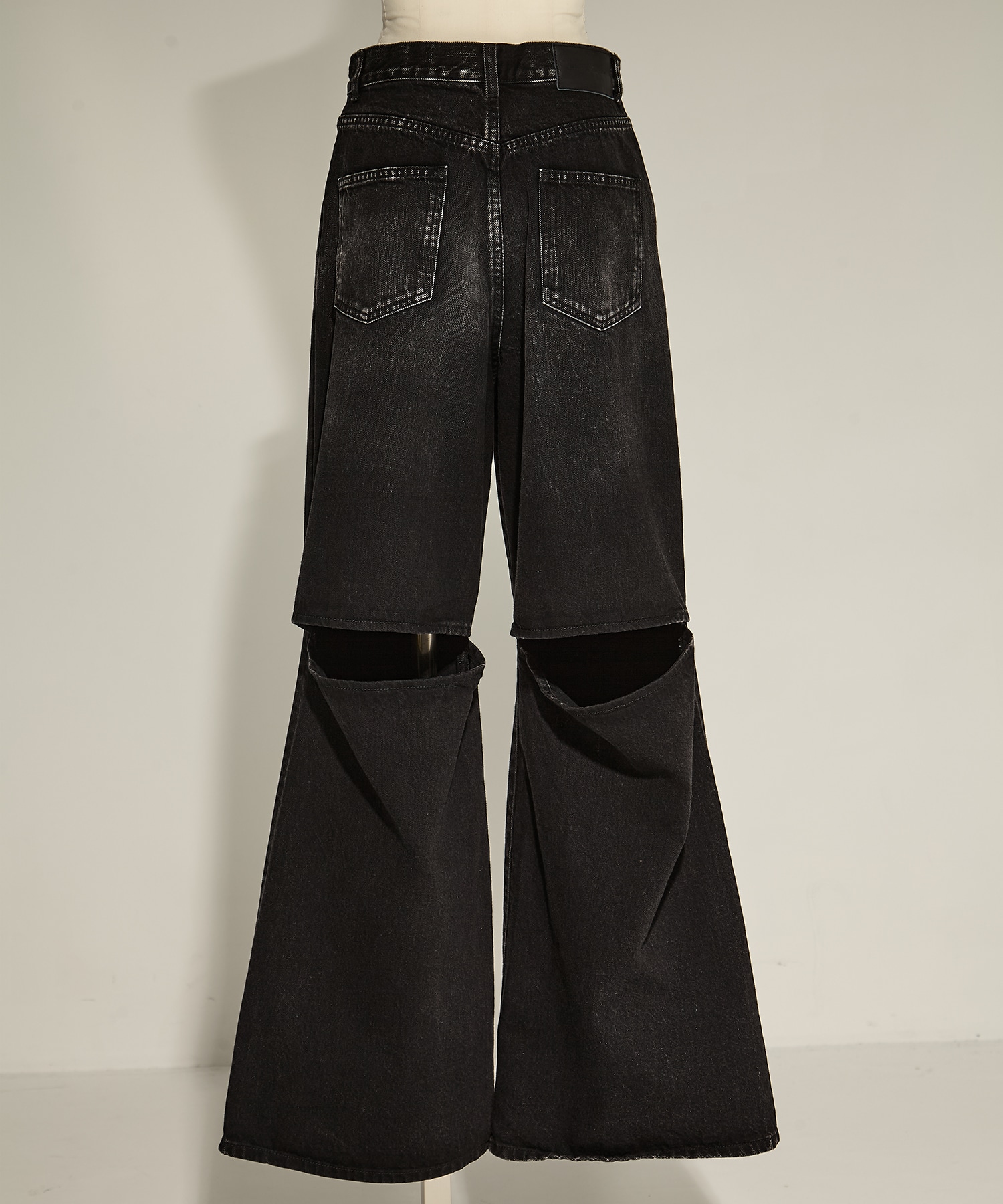 WASHED DENIM CUT OUT WIDE PANTS JOHN LAWRENCE SULLIVAN